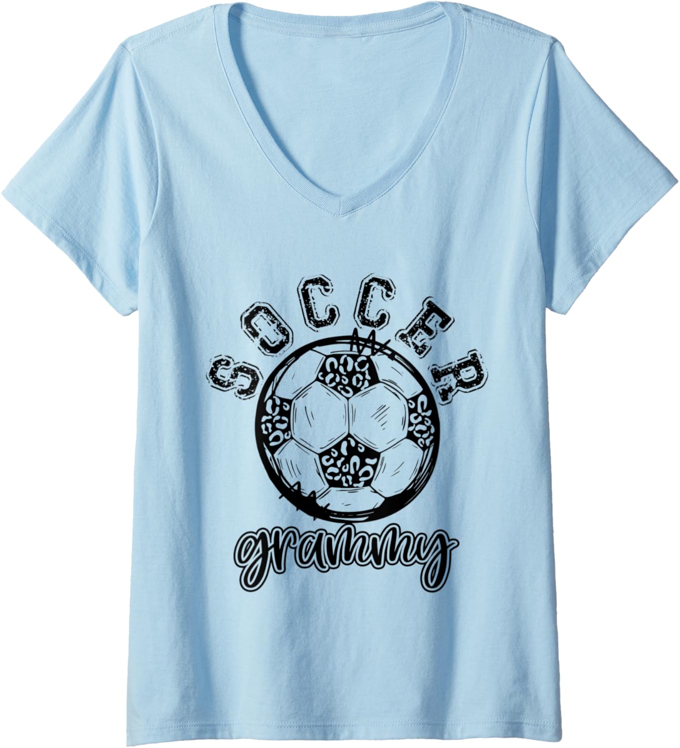 Womens Soccer GRAMMY Leopard Cheetah Print Retro Trendy Cute V Neck Apparel Streetwear Style Everyday Wear
