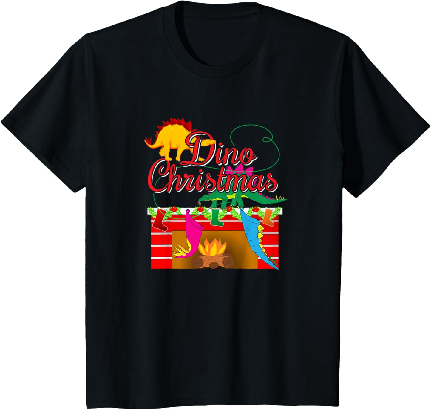 Kids Dino Christmas - Festive Dinosaur Fireplace Apparel | Top Conversion Title | Top Rated Comfort
