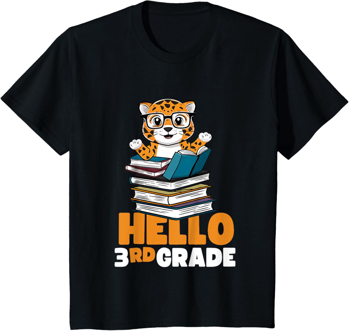 Kids Hello Third Grade Cheetah Design First Day Of School Apparel Premium Print Gift Ready