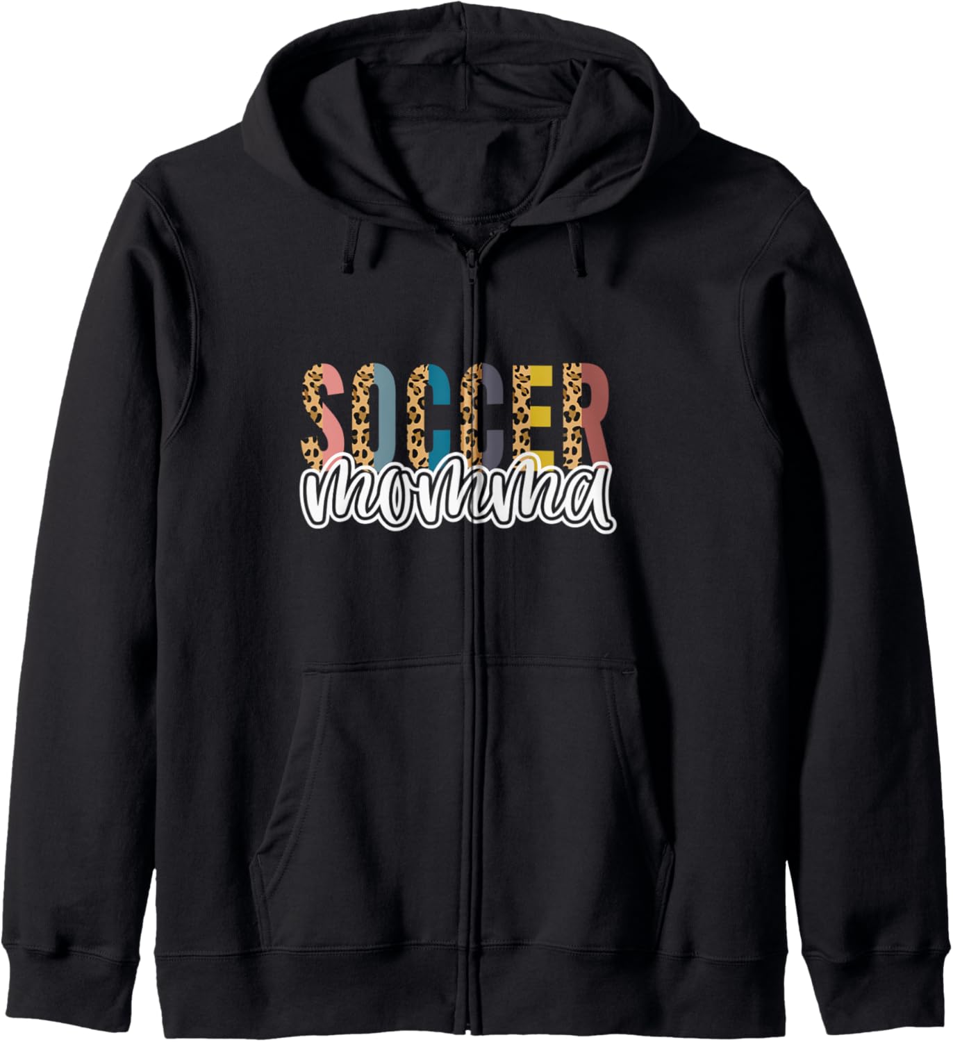 Soccer MOMMA Leopard Cheetah Print Retro Trendy Cute Zip Hoodie Hoodie Premium Print Fan Favorite
