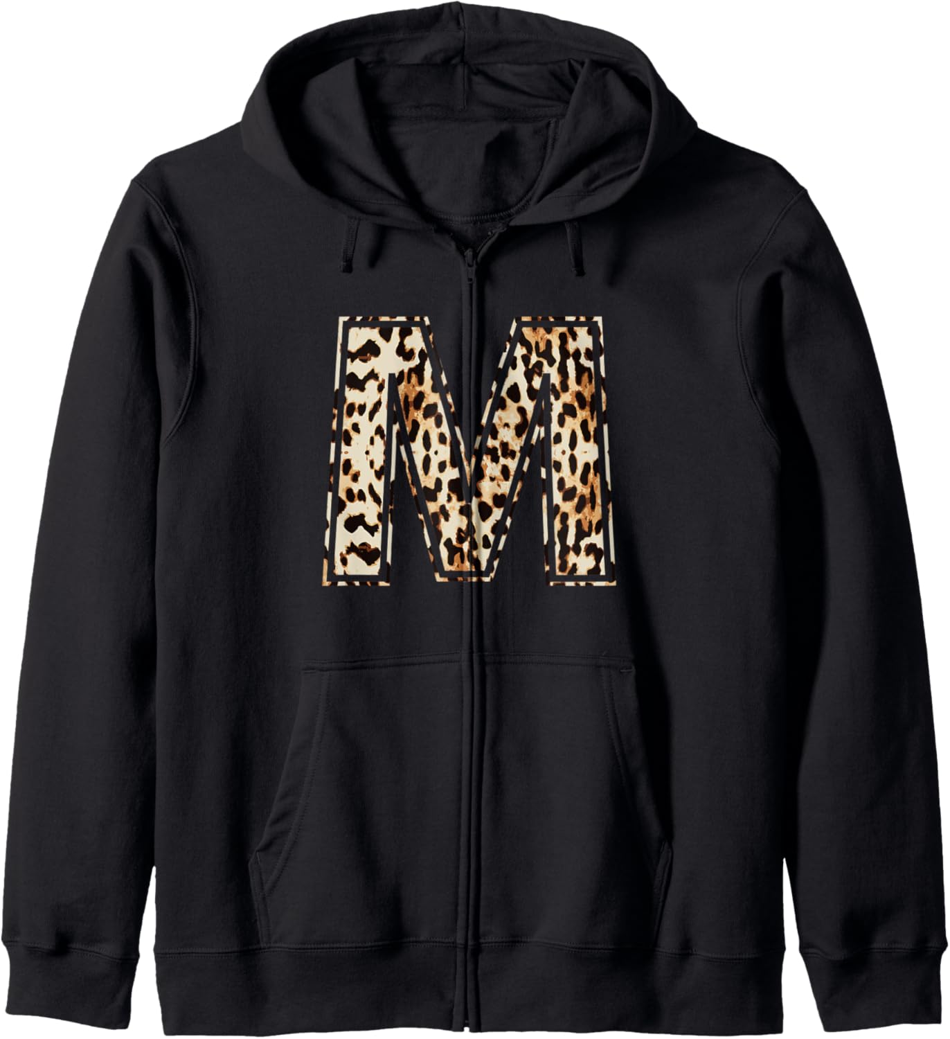 Cool Letter M Initial Name Leopard Cheetah Print Zip Hoodie Hoodie Streetwear Style Hot Right Now