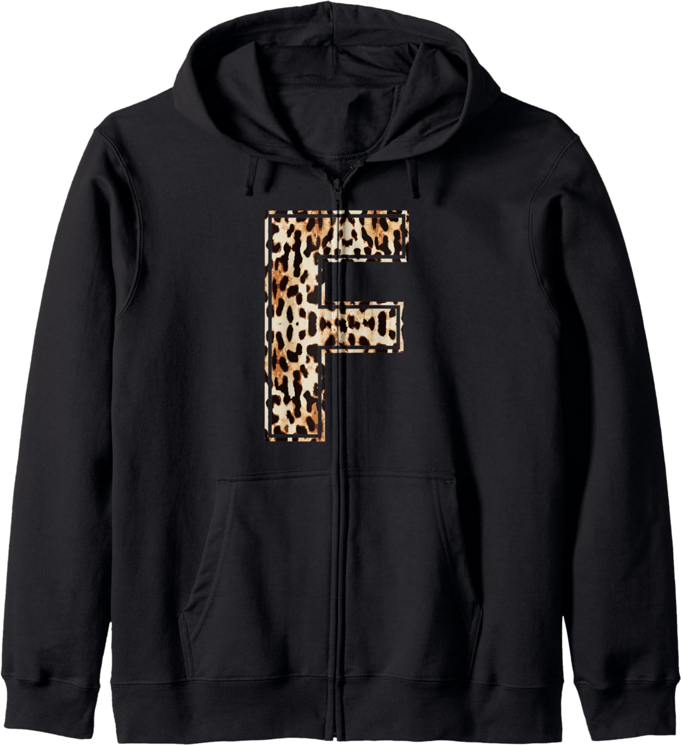 Cool Letter F Initial Name Leopard Cheetah Print Zip Hoodie Hoodie Streetwear Style Hot Right Now