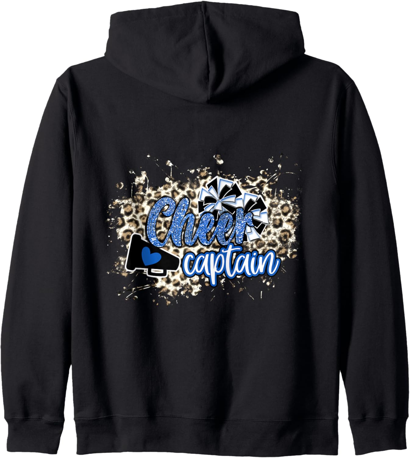 Cheer Captain Shirt Megaphone Blue Leopard Cheetah Print Zip Hoodie Hoodie High Search Demand Best Seller Look