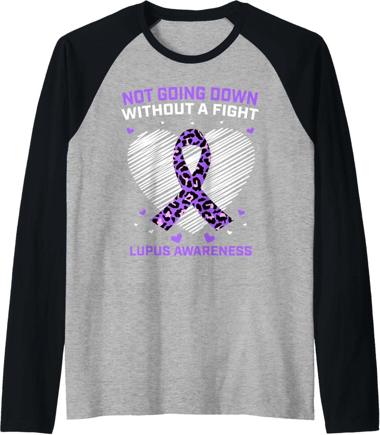 Fighter Warrior Purple Cheetah Print Ribbon Lupus Awareness Raglan Baseball Tee T Shirt Streetwear Style Fan Favorite
