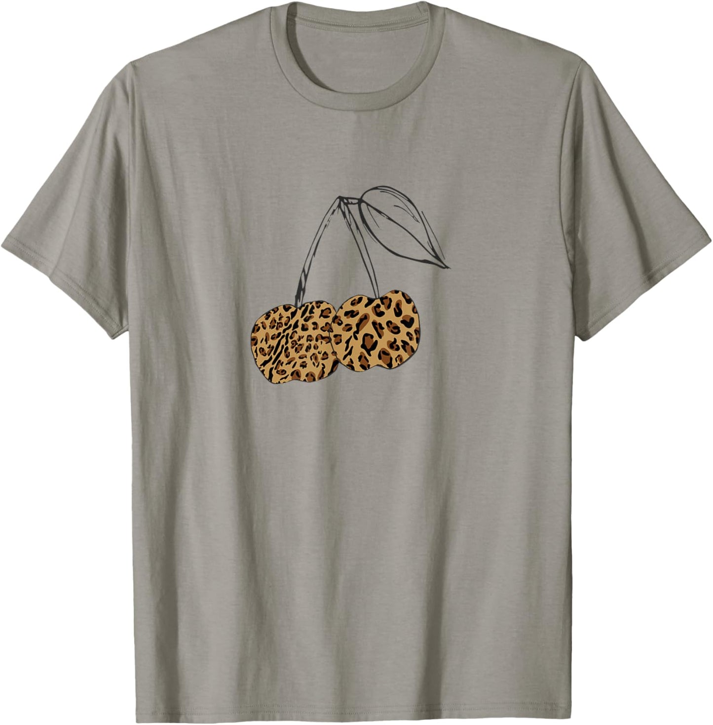 Leopard Cheetah Cherry Animal Print Graphic Tee Womens Girls T Shirt Comfort Fit Hot Right Now