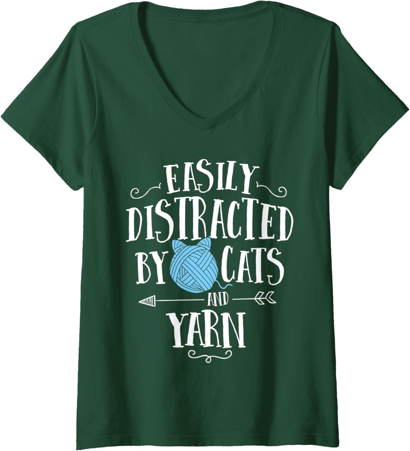 Womens Easily Distracted By Cats And Yarn Knitting Yarn Crochet V-Neck Yarn Supply | High Search Volume | High CTR Title