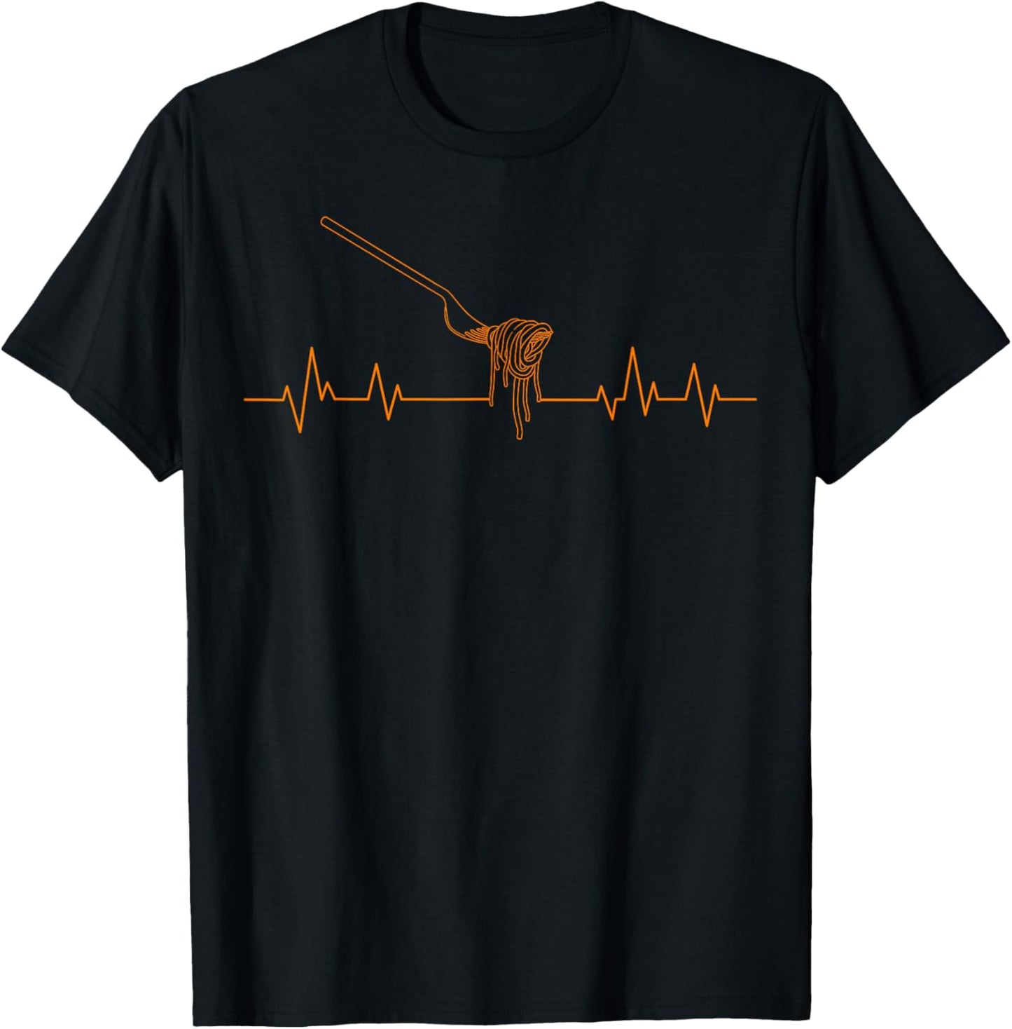 Pasta Heartbeat Italian Apparel Pasta Lover's Heartbeat Noodles Italian Cook Fork T-Shirt - Black, Small, Unisex, Short ...