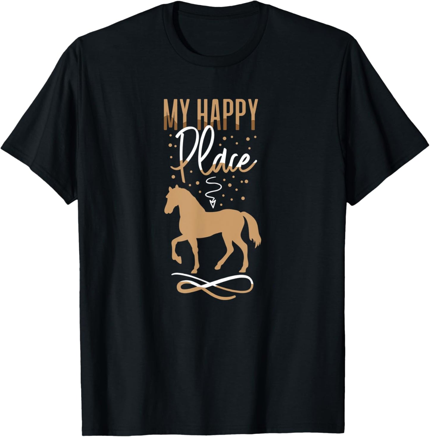 My Happy Place Shirt Women Horseback Riding Horse Lover Gift T-Shirt | US Viral Pick | Daily Wear Essential