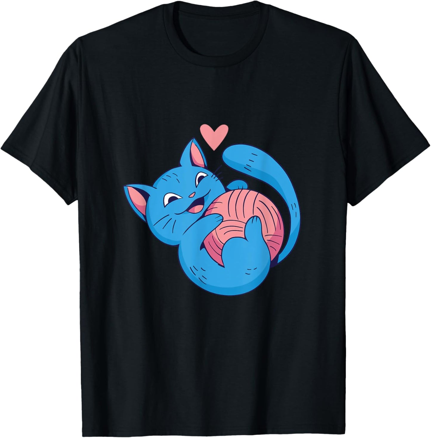 Blue Cat Cuddling With Yarn Heart Knitting Yarn Supply | Top Rated | Customer Favorite