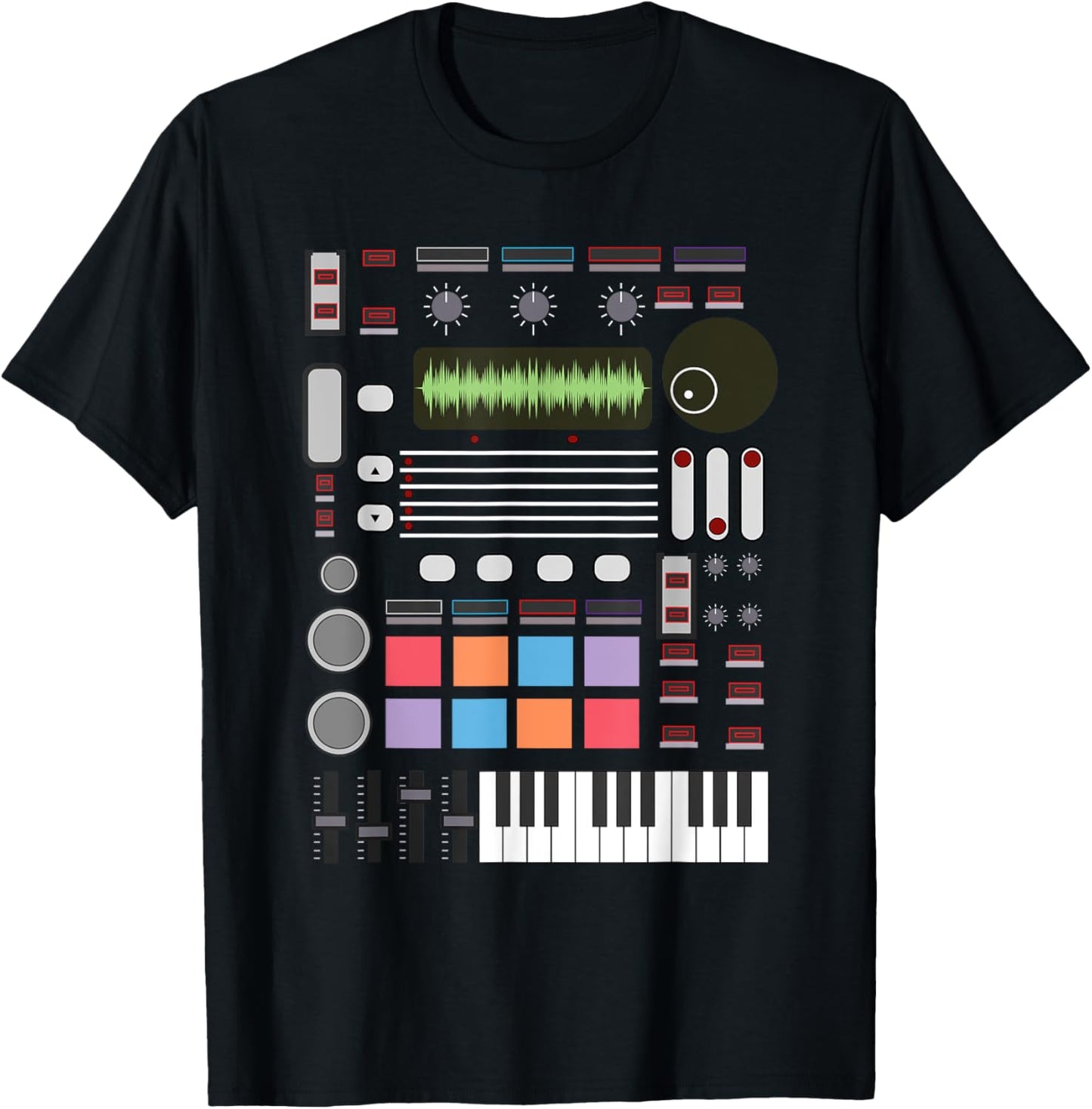 Cute Electronic Musician Lover Synthesizer Designs Unisex-Adults Kids T-Shirt Black Small Music Producer Artist Gift For...