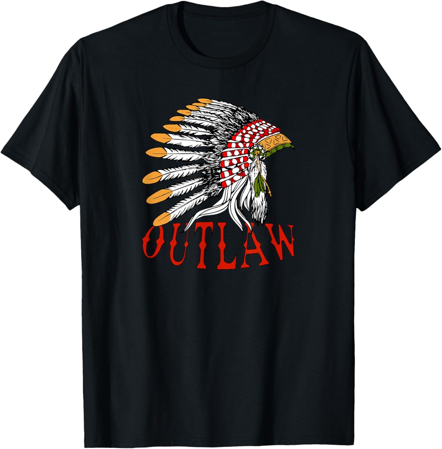 Outlaw T-Shirt with Indian Headdress T-Shirt | High Search Volume | Best Seller Choice