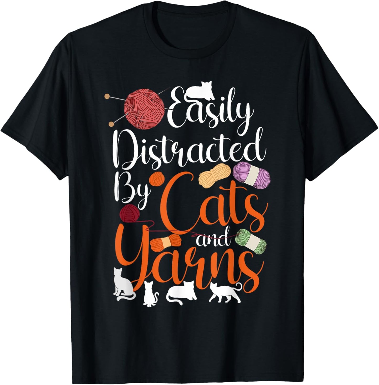 Knitting Knitter Cat Easily Distracted By Cats And Yarn Men Women Girls Kids Yarn Supply | Premium Quality | Best Sel...