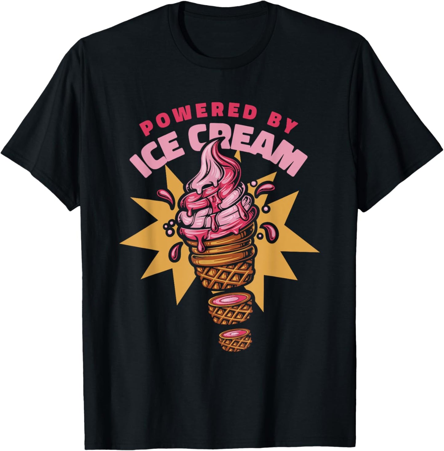 Powered By Ice Cream Maker Gelato Frozen Dessert Ice Cream T-Shirt for Men Women Kids T-Shirt | High Search Volume | Per...