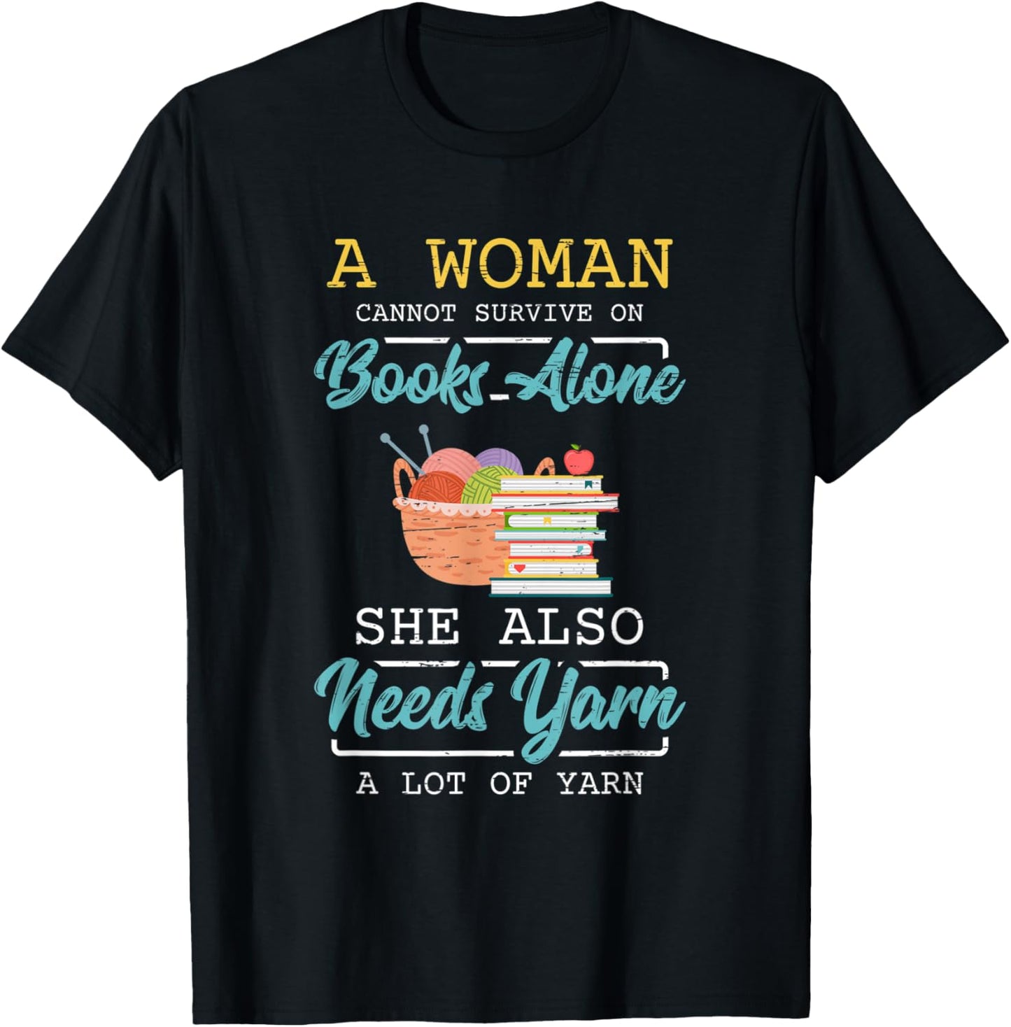 Woman Survives On Books And Yarn Crocheter Crocheting Yarn Supply | Viral US Pick | Best Seller Choice