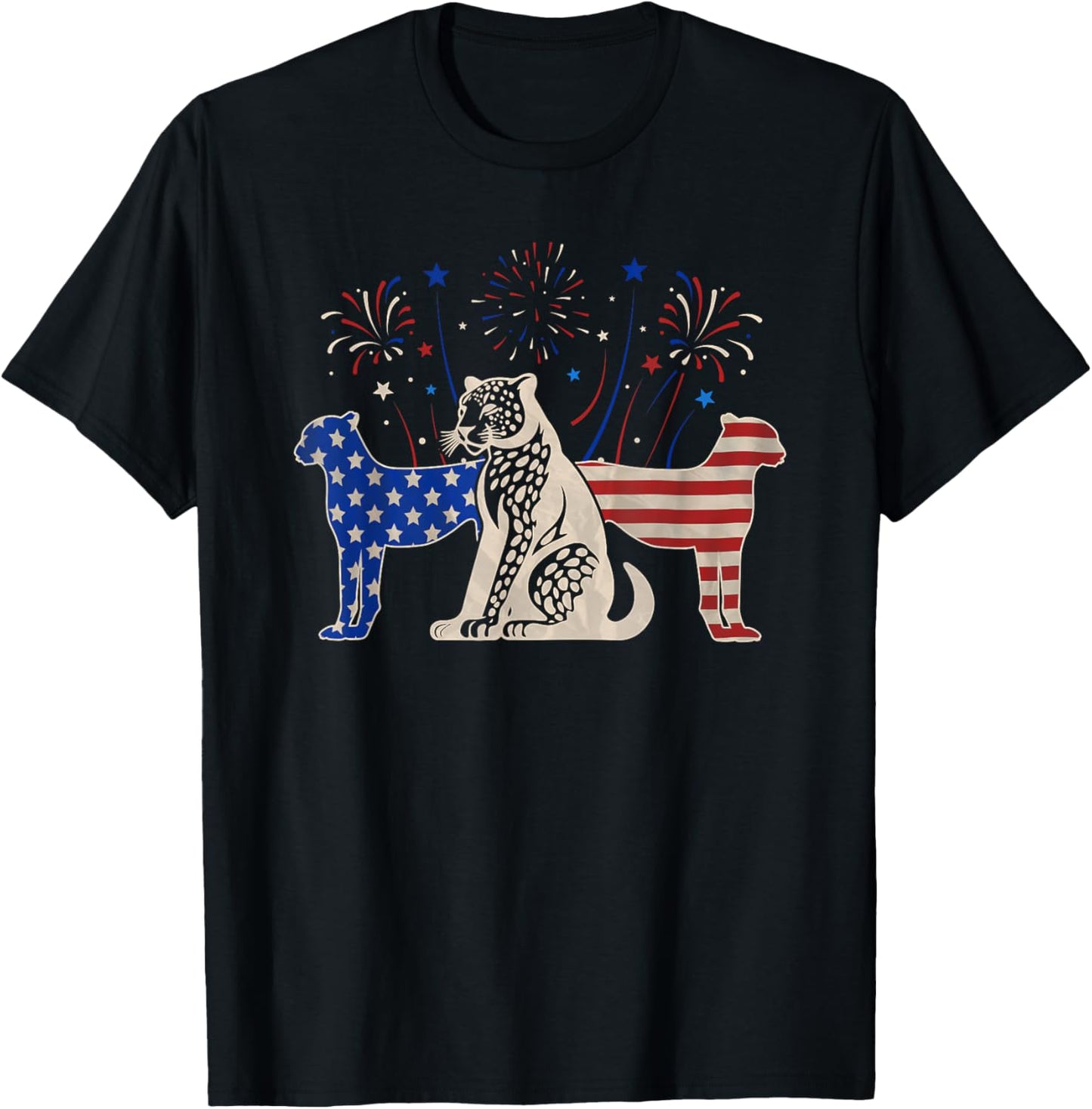 Three Cheetah 4th of July Patriotic American Flag Apparel Trending US Everyday Wear