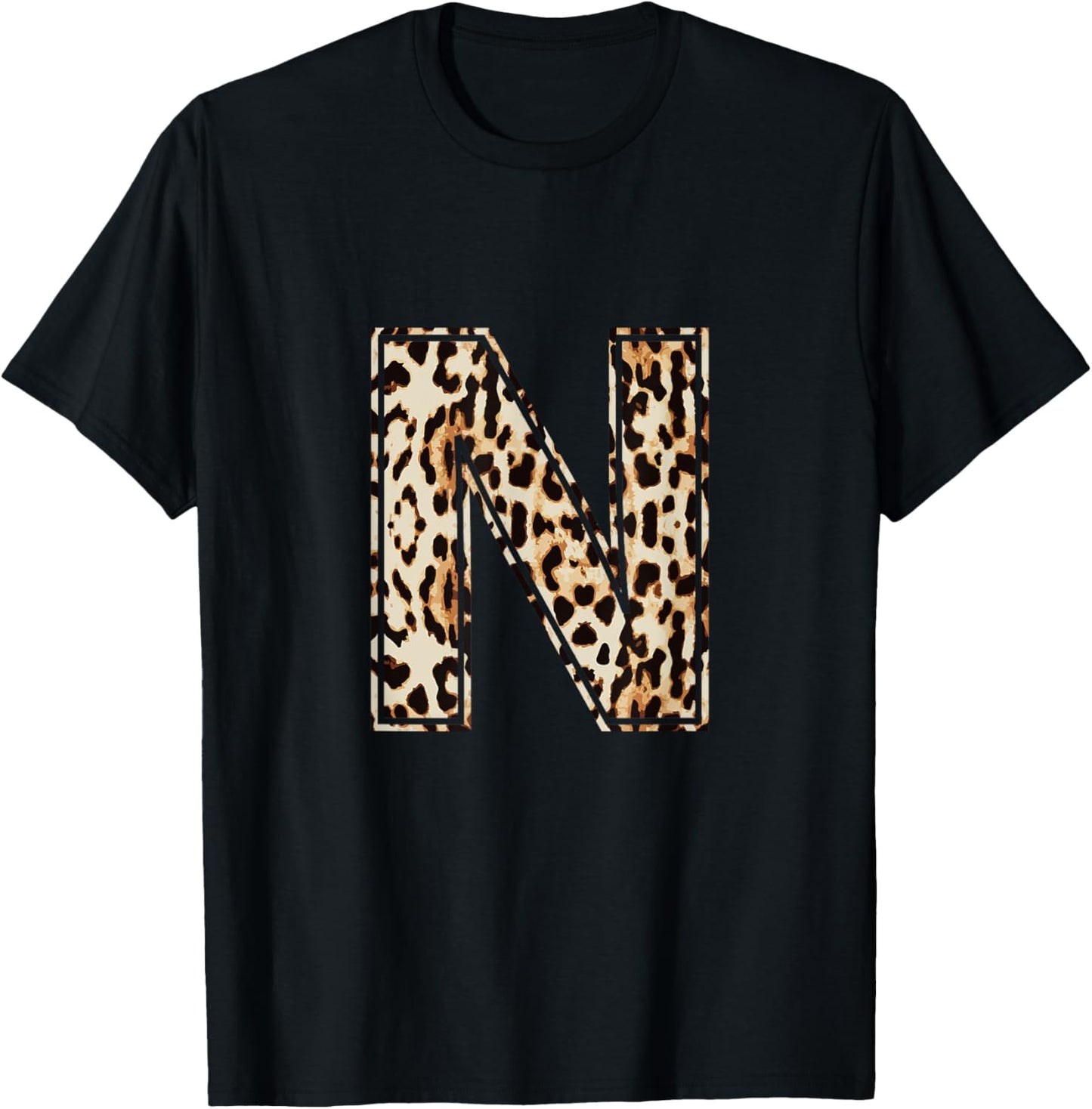 Awesome Letter N Initial Name Leopard Cheetah Print Apparel Comfort Fit Everyday Wear