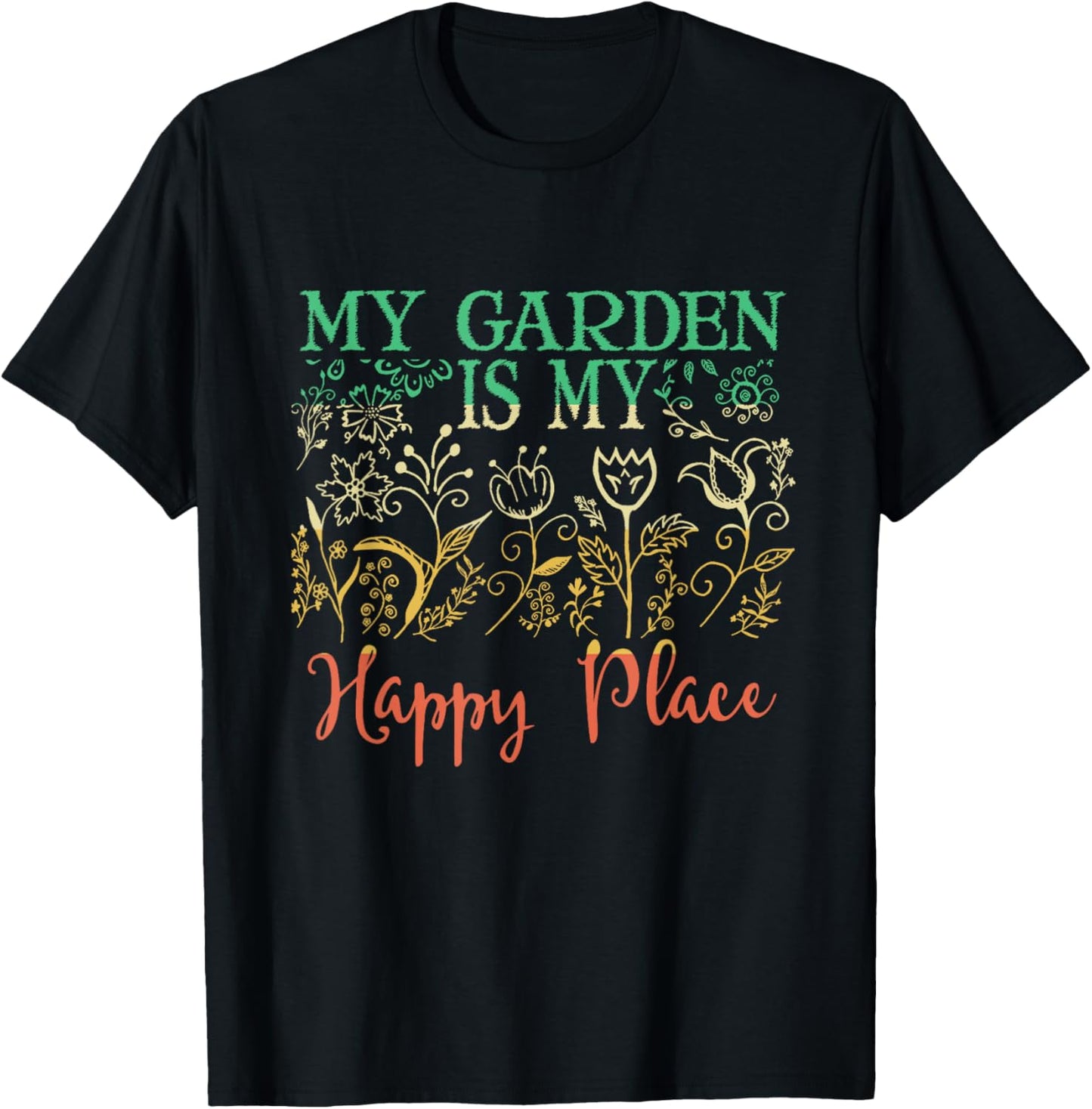 The Garden Is My Happy Place T-Shirt Vintage Style Gardener T-Shirt | US Viral Pick | Top Rated Comfort