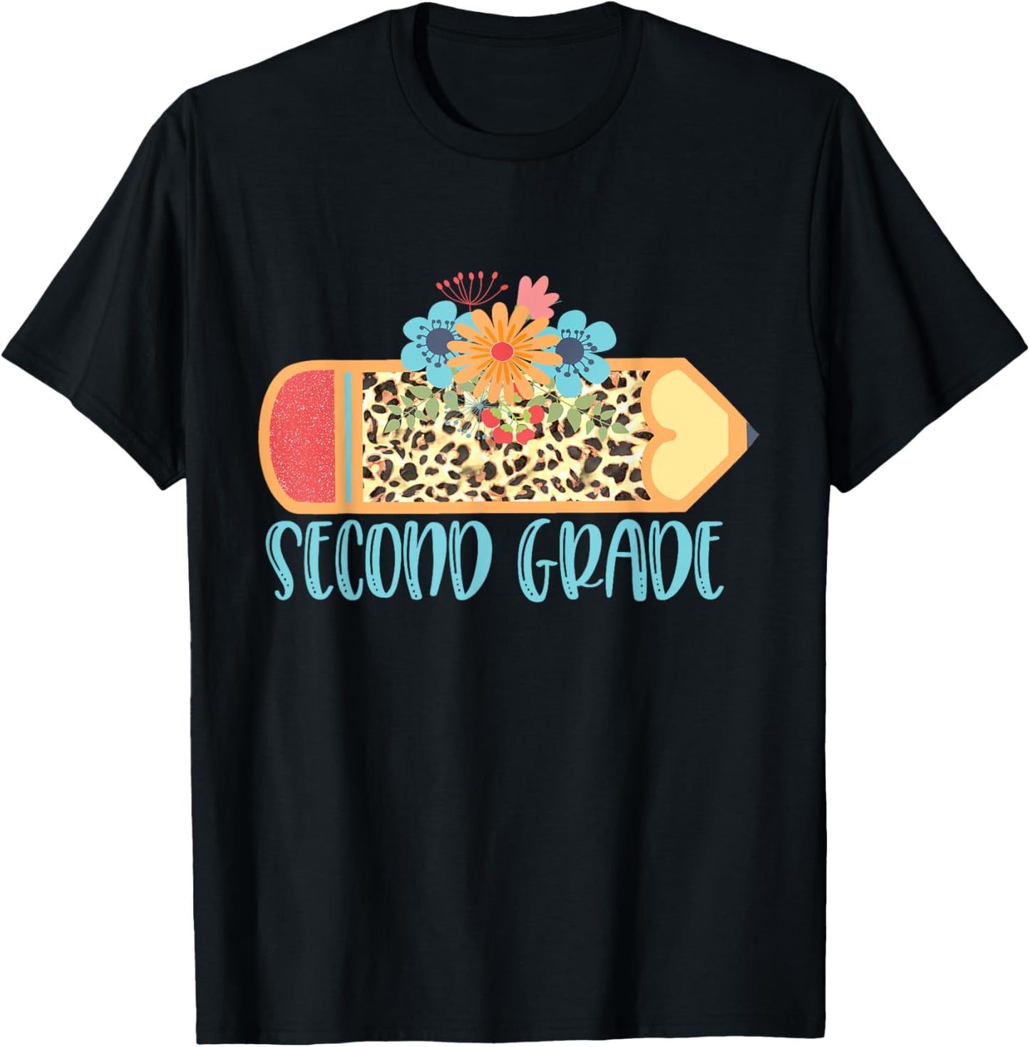 SECOND 2ND GRADE Pencil Leopard Cheetah Print Teacher Men Women Girls Kids Apparel High Search Demand Best Seller Look