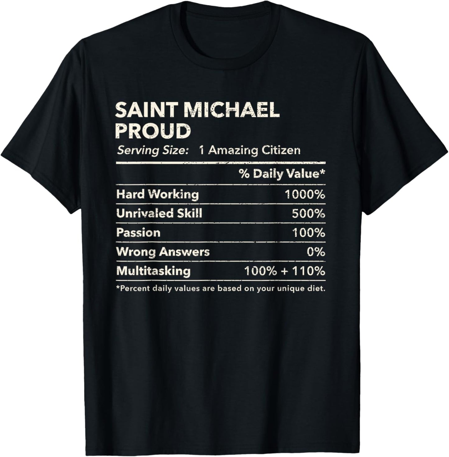 Saint Michael, Nebraska Proud Nutrition Facts Apparel | Perfect Gift Idea