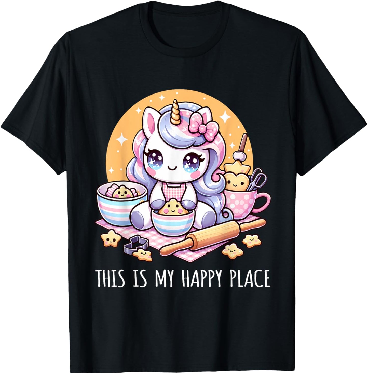 Kawaii Unicorn Funny Cookies Baking This Is My Happy Place Apparel | Trending 2025 | Top Rated Comfort