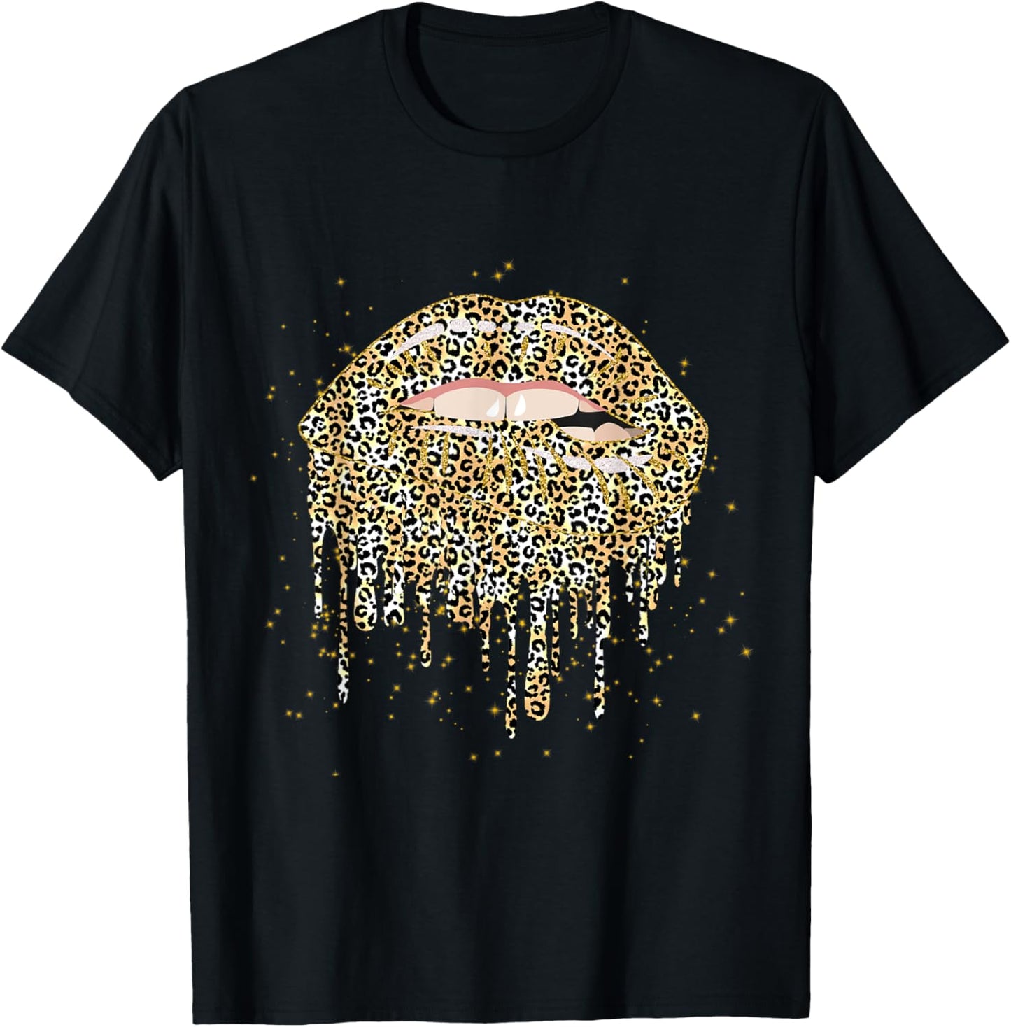 Leopard Print Lips Kiss Cheetah Womens Cool Lips Kiss Me Apparel Trending US Everyday Wear