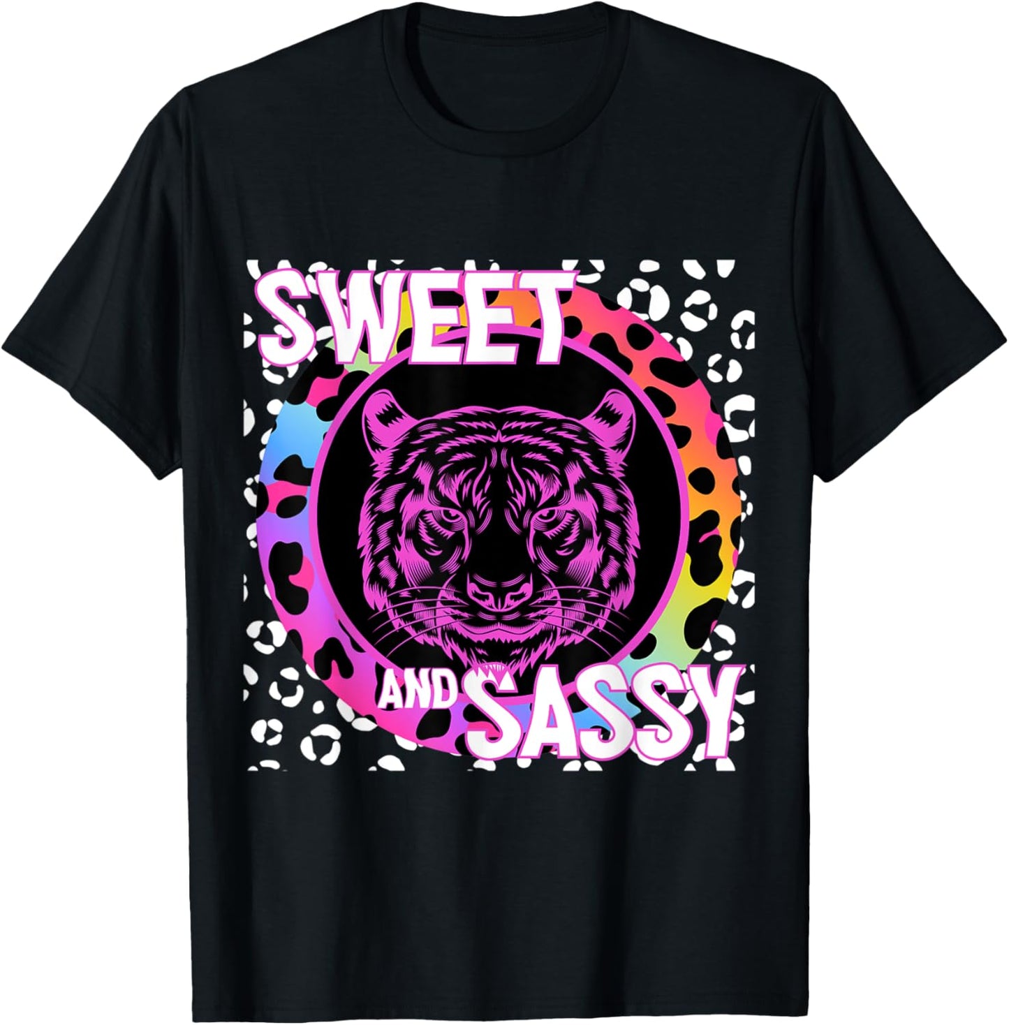 Tiger Face 90s Nostalgia Rainbow Leopard Print Tropical Apparel Premium Print US Top Pick