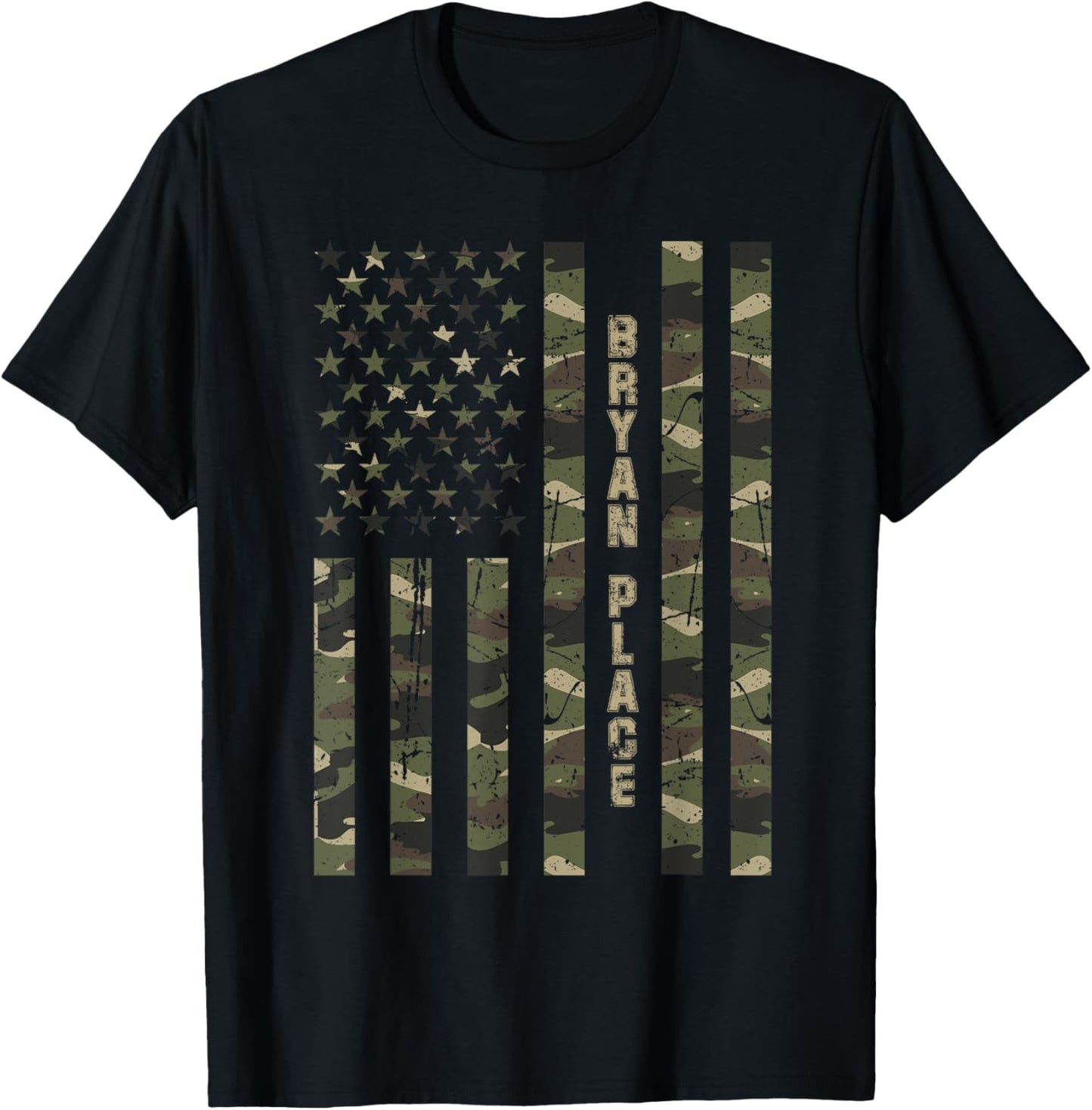 Bryan Place United States Distressed Camo w US Flag Apparel | US Viral Pick | Customer Favorite
