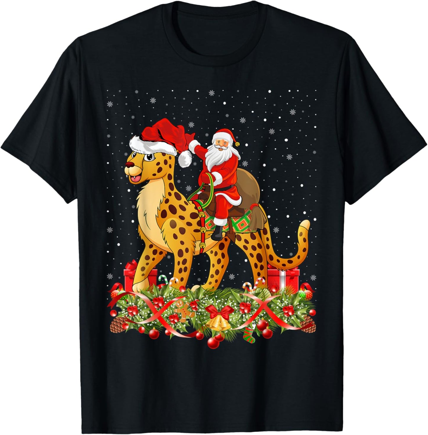 Cheetah Animal Lover Santa Riding Cheetah Christmas Apparel Comfort Fit Best Seller Look