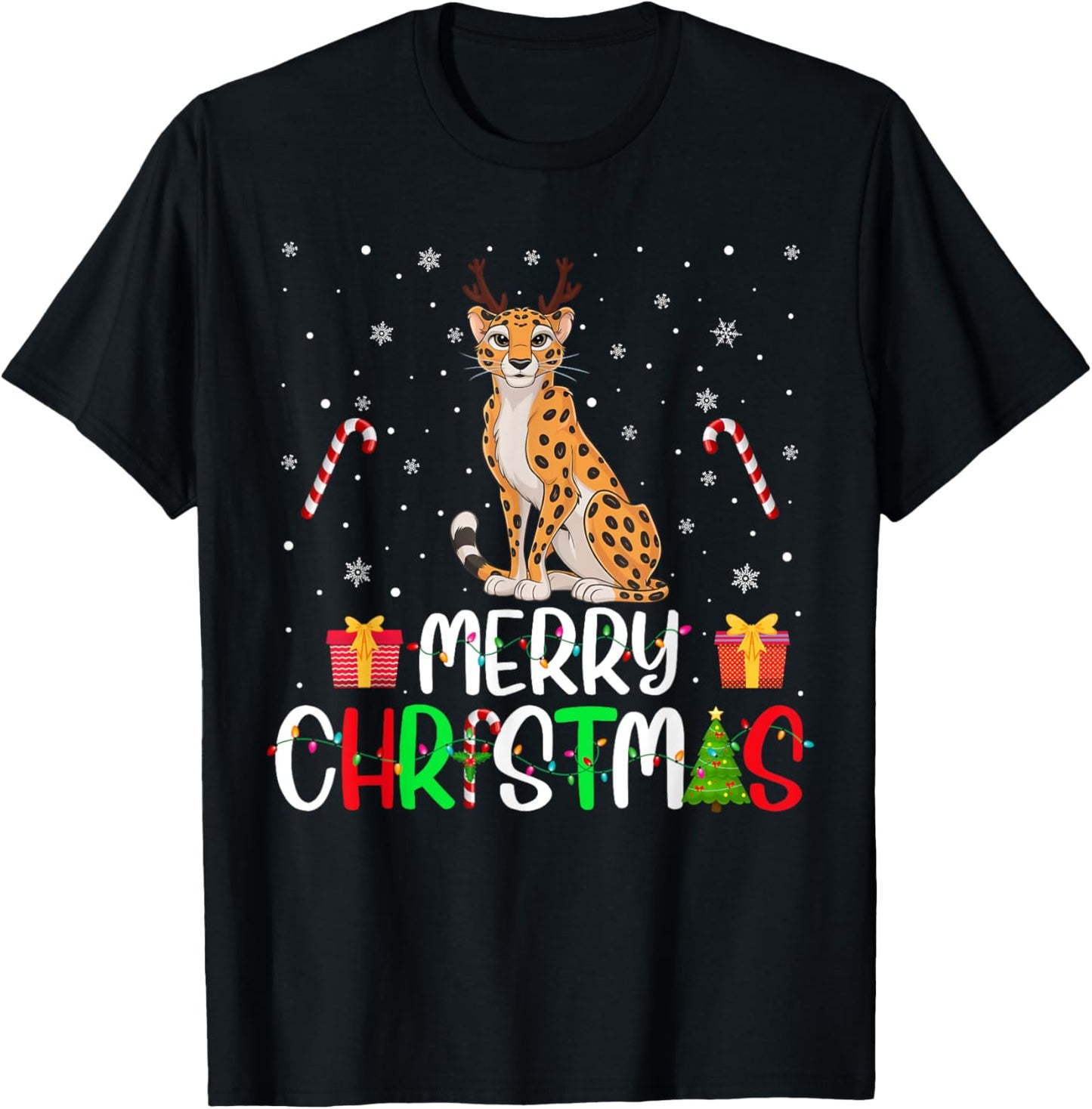 Merry Christmas Lights Cheetah Reindeer Hat Xmas PJs Apparel Comfort Fit Hot Right Now