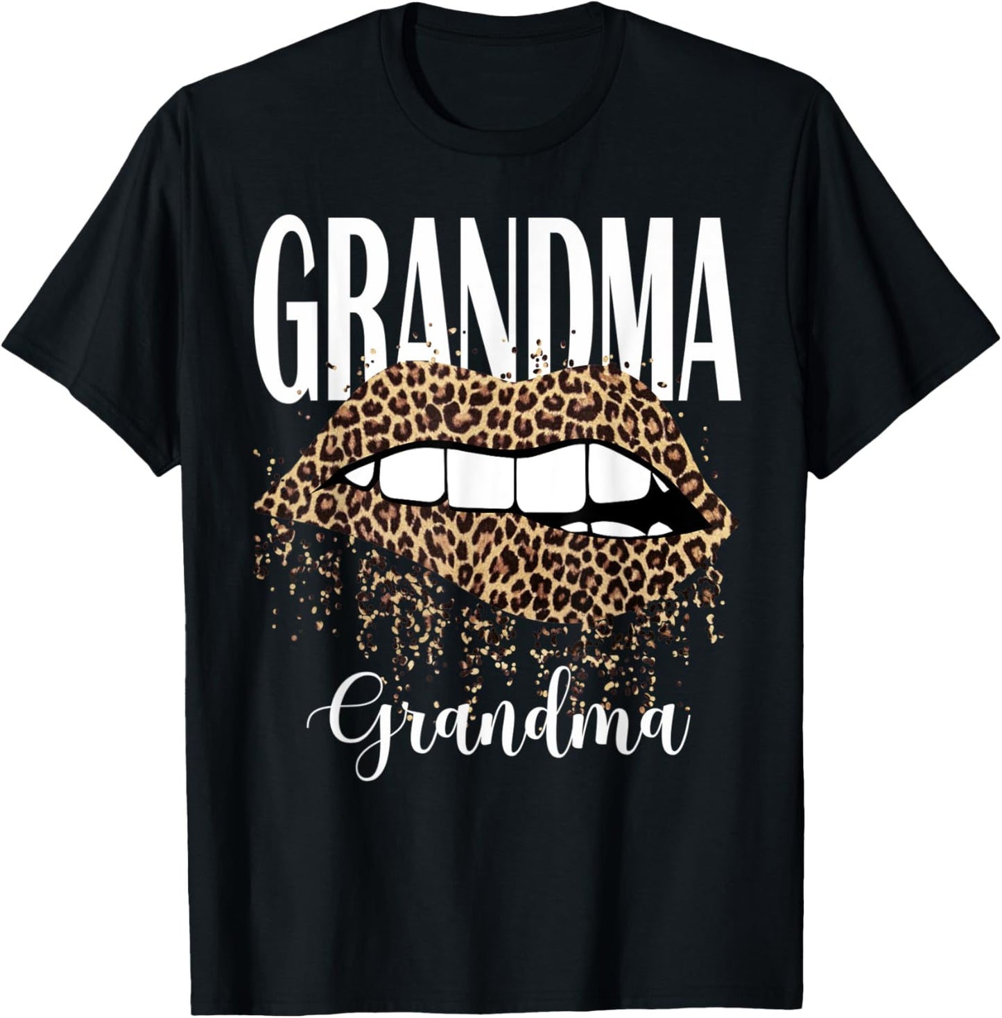 Cool Lips Bite Kiss Me Leopard Print Cheetah Grandma Tee T Shirt Streetwear Style Gift Ready