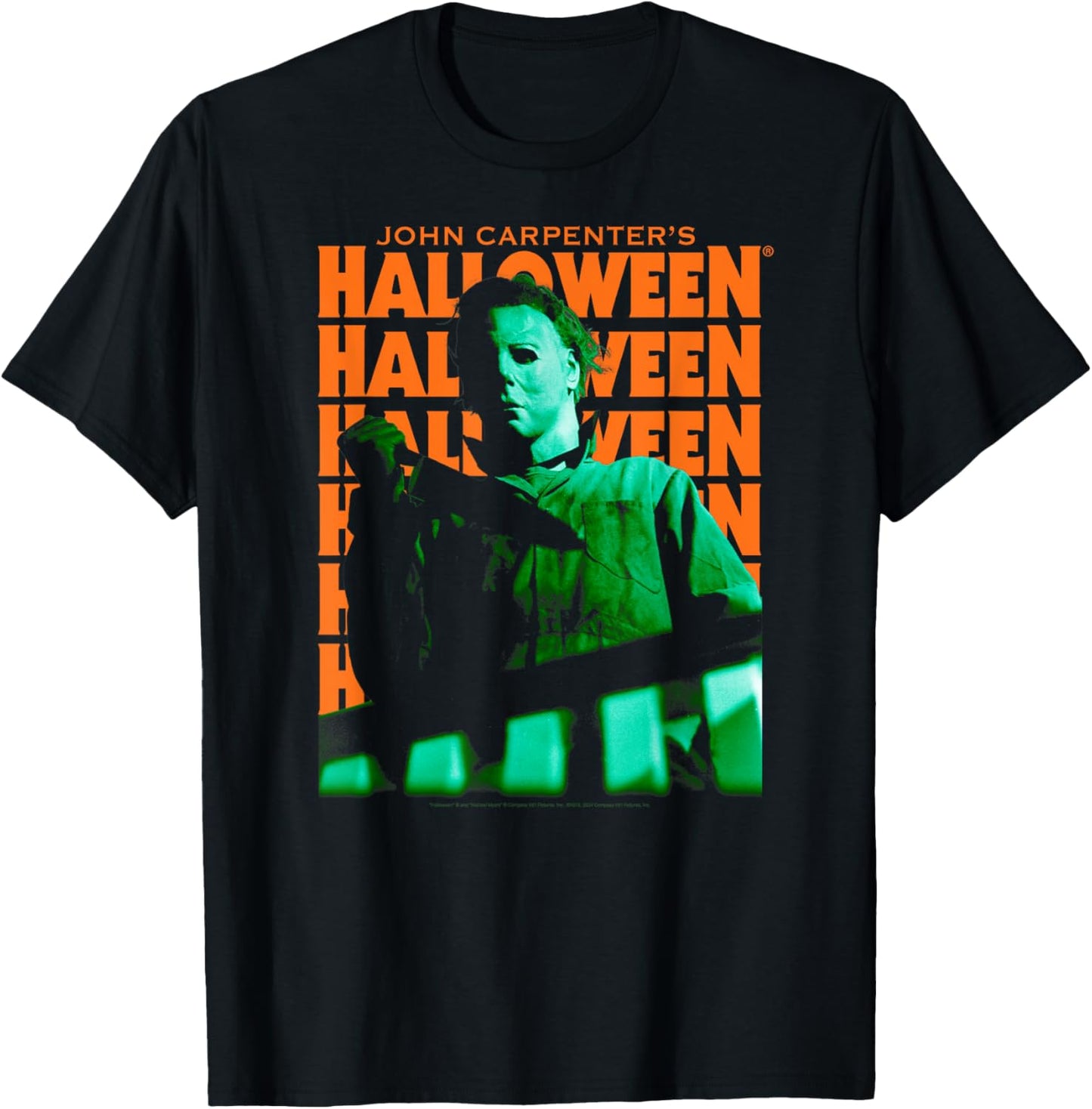 Halloween Repeating Logo Green and Orange Horror Movie Apparel | Trending 2025