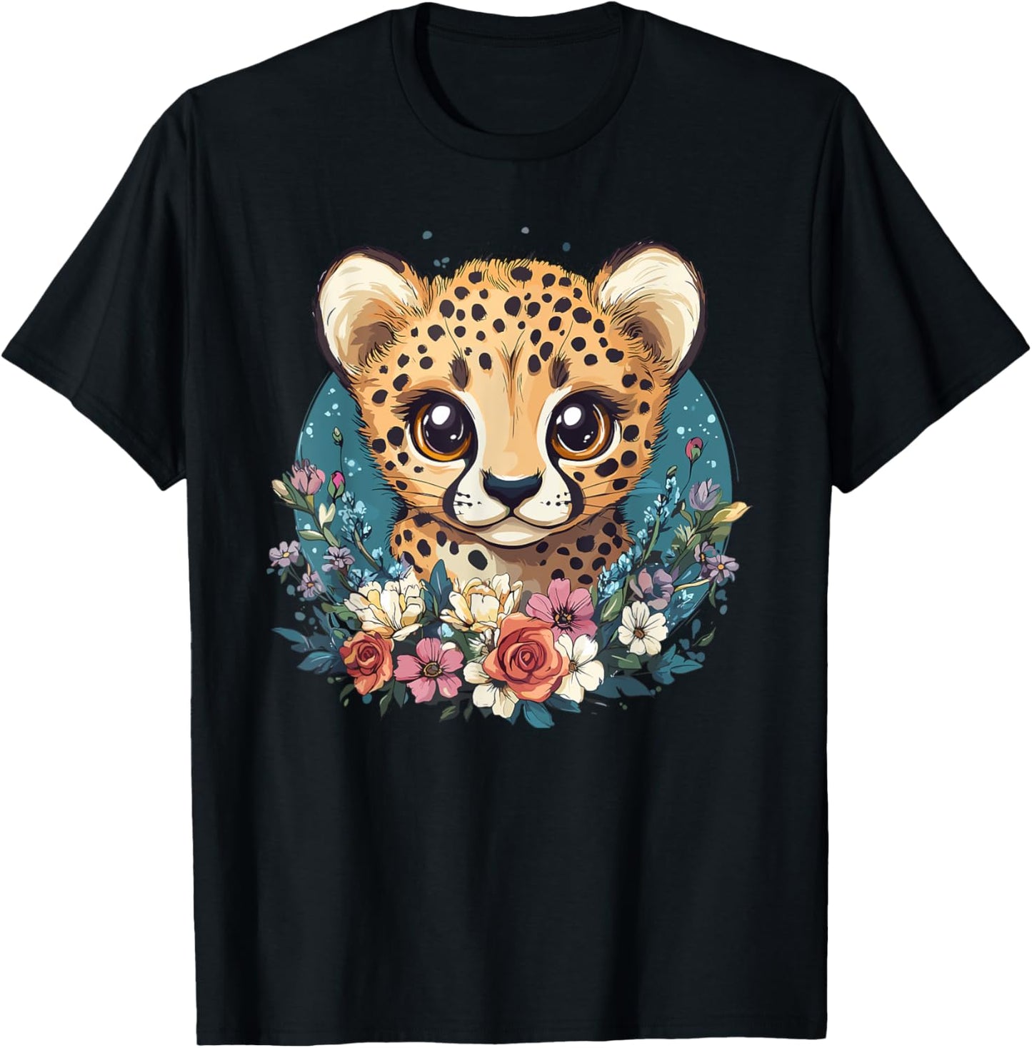 Charming Cheetah Surrounded By Colorful Blooms Apparel High Search Demand Best Seller Look