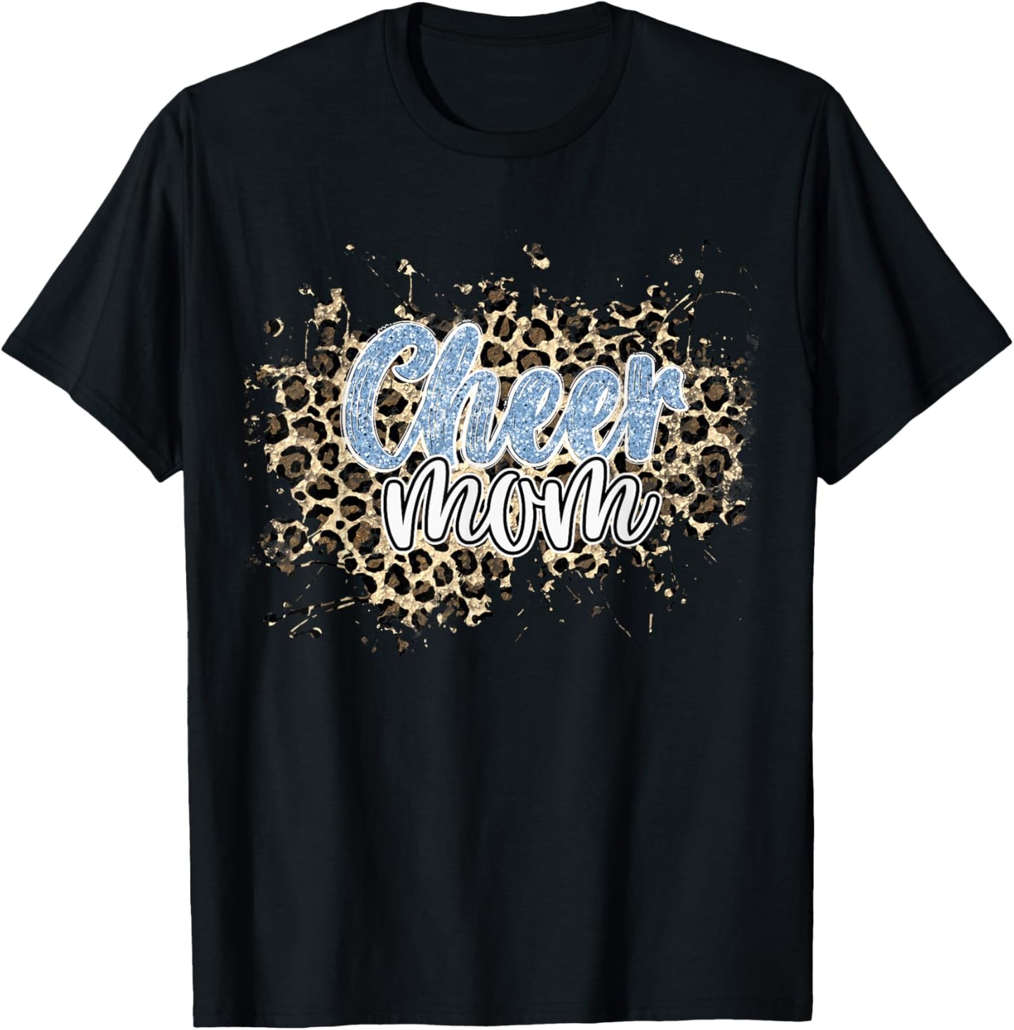 Womens Cheer Mom Shirt Leopard Cheetah Print Blue Cheer T Shirt Streetwear Style Everyday Wear
