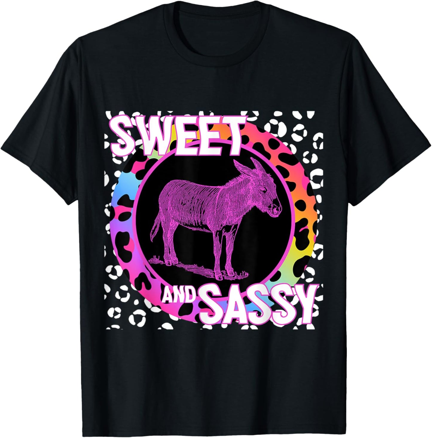 Cute Donkey 90s Nostalgia Rainbow Leopard Print Tropical Apparel Streetwear Style Everyday Wear