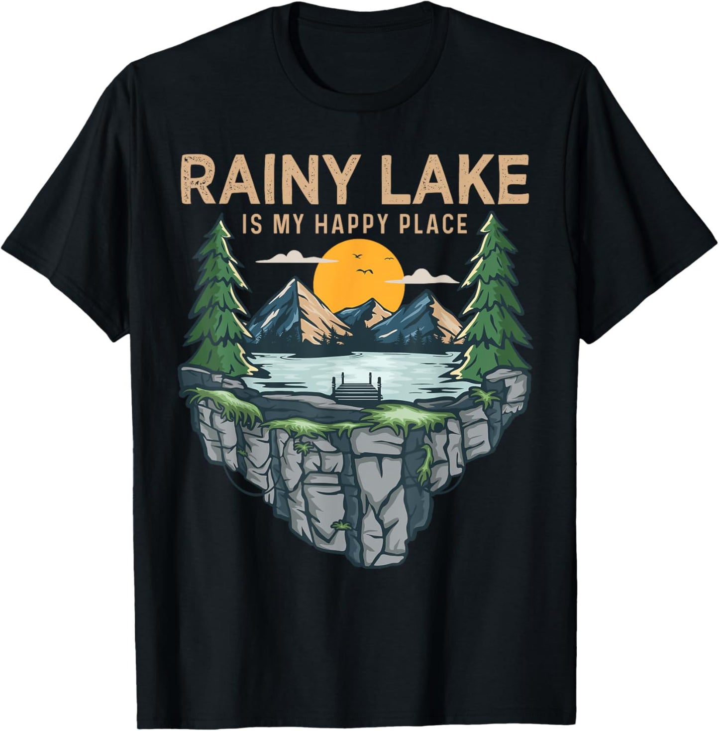 Fishing Boating Camping - My Happy Place Rainy Lake Apparel | High Search Volume | Perfect Gift Choice