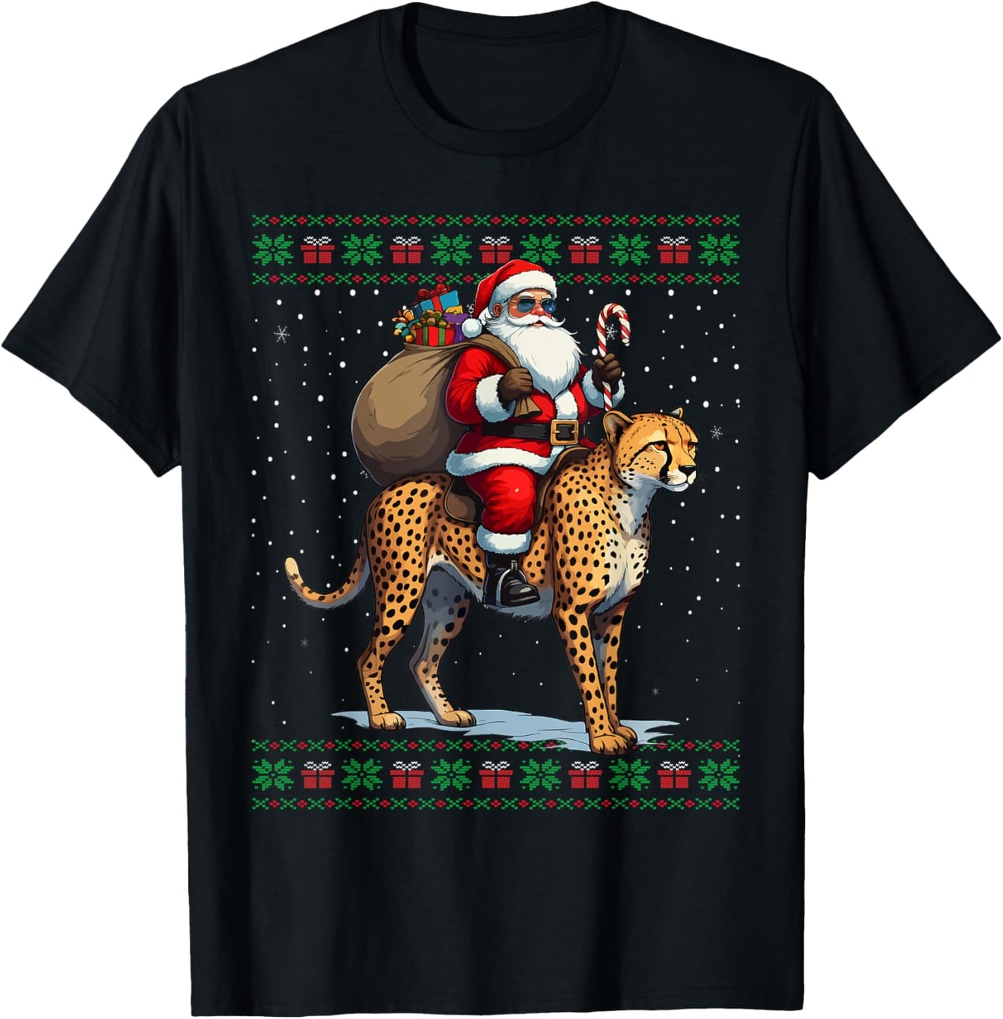 Santa Riding Cheetah Animal Ugly Christmas Sweater Sweater Viral TikTok Find Best Seller Look