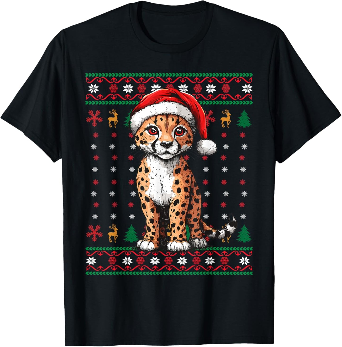 Cheetah Santa Hat Ugly Christmas Funny Holiday Cheetah Lover Apparel Viral TikTok Find Fan Favorite