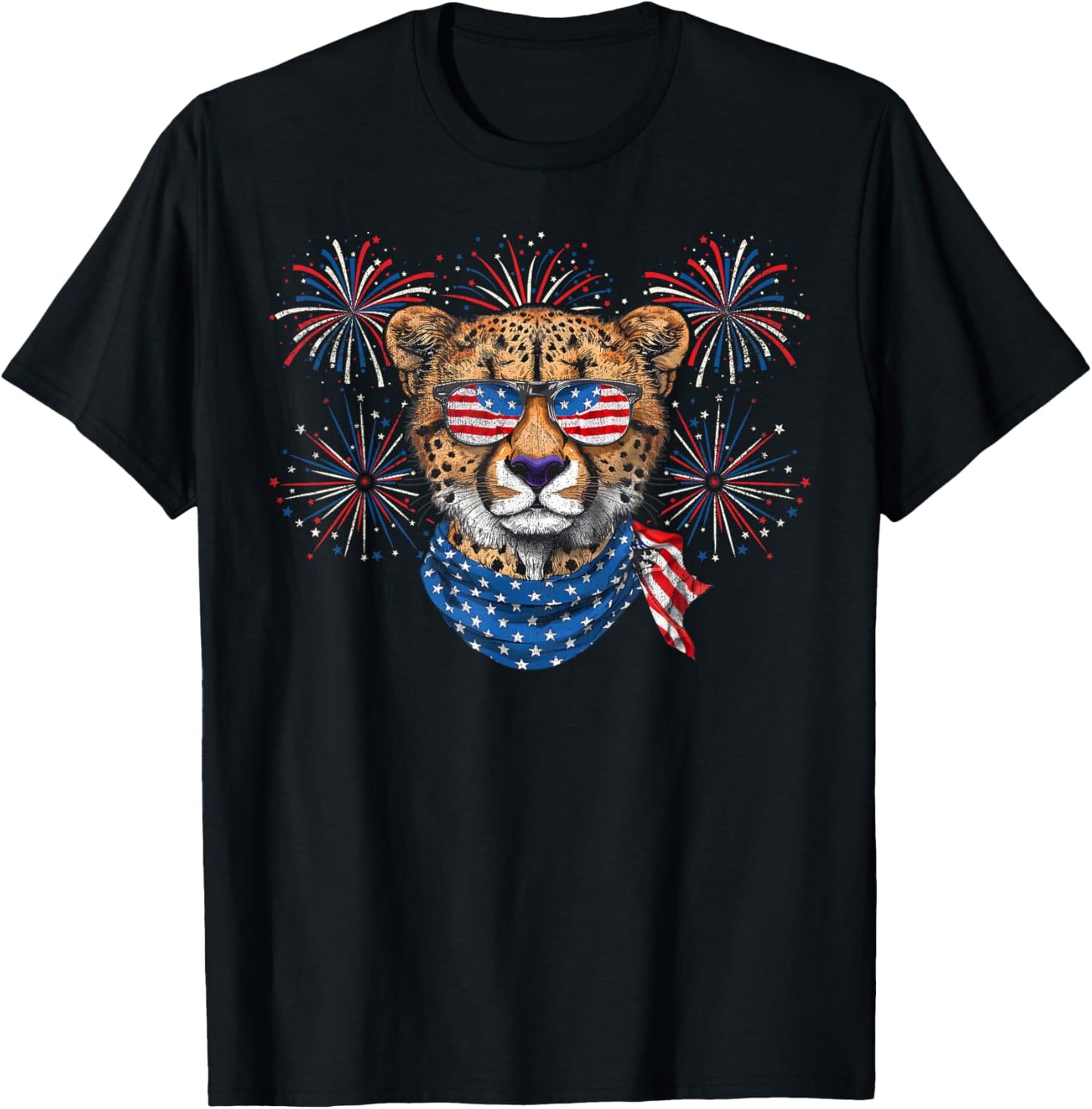 Cheetah 4th Of July Sunglasses American Flag Fireworks Apparel Streetwear Style Everyday Wear