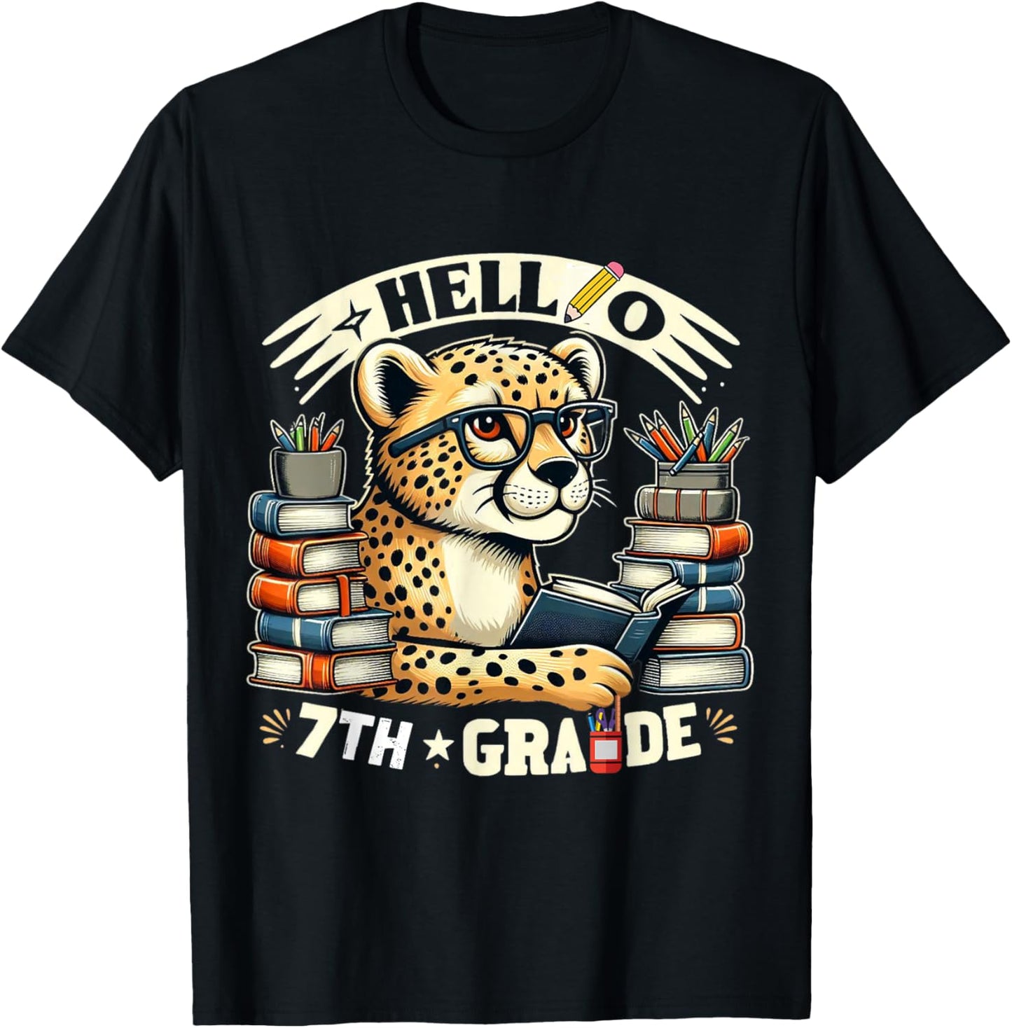 Back To School Hello Seventh Grade Cheetah Lover Teacher Kid Apparel Streetwear Style Gift Ready