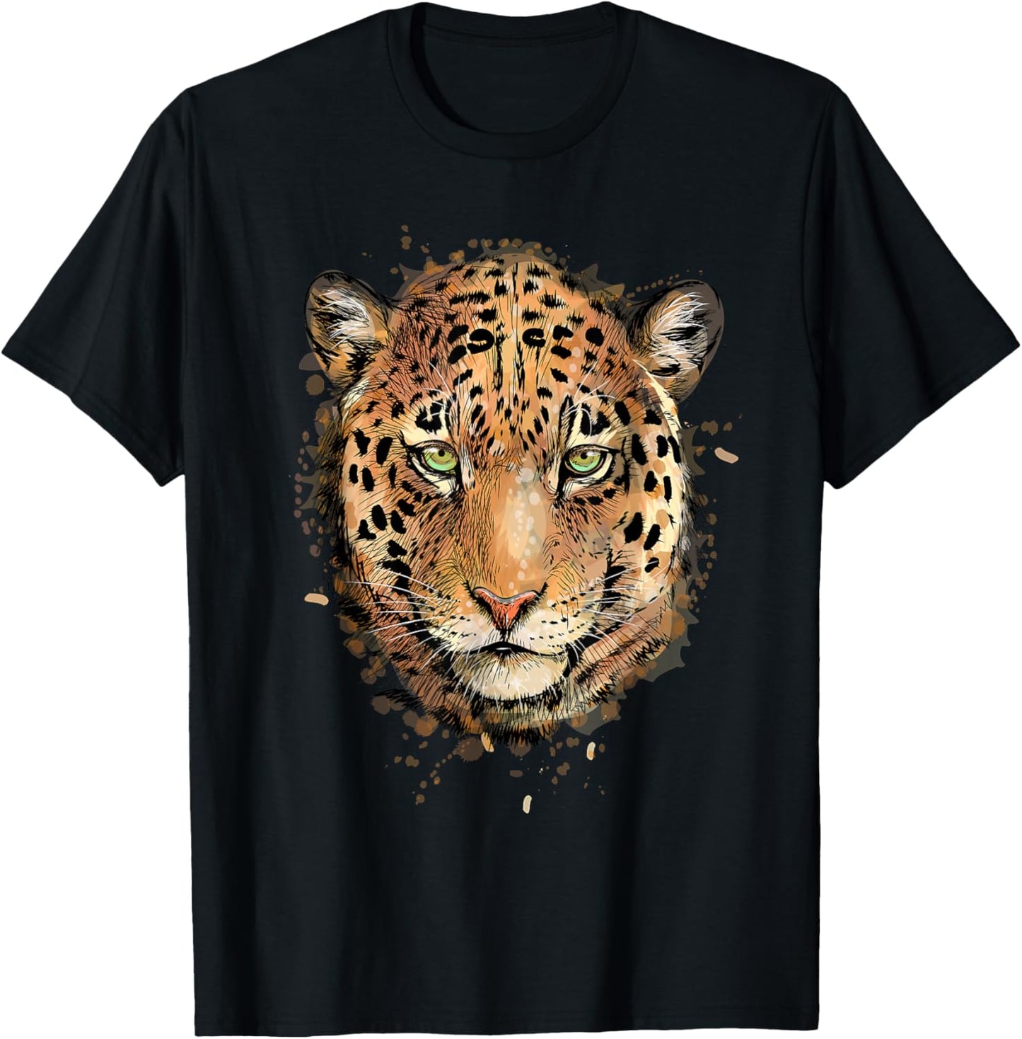 Leopard Cheetah Jaguar Head Watercolor Animal Gift Apparel Trending US Gift Ready