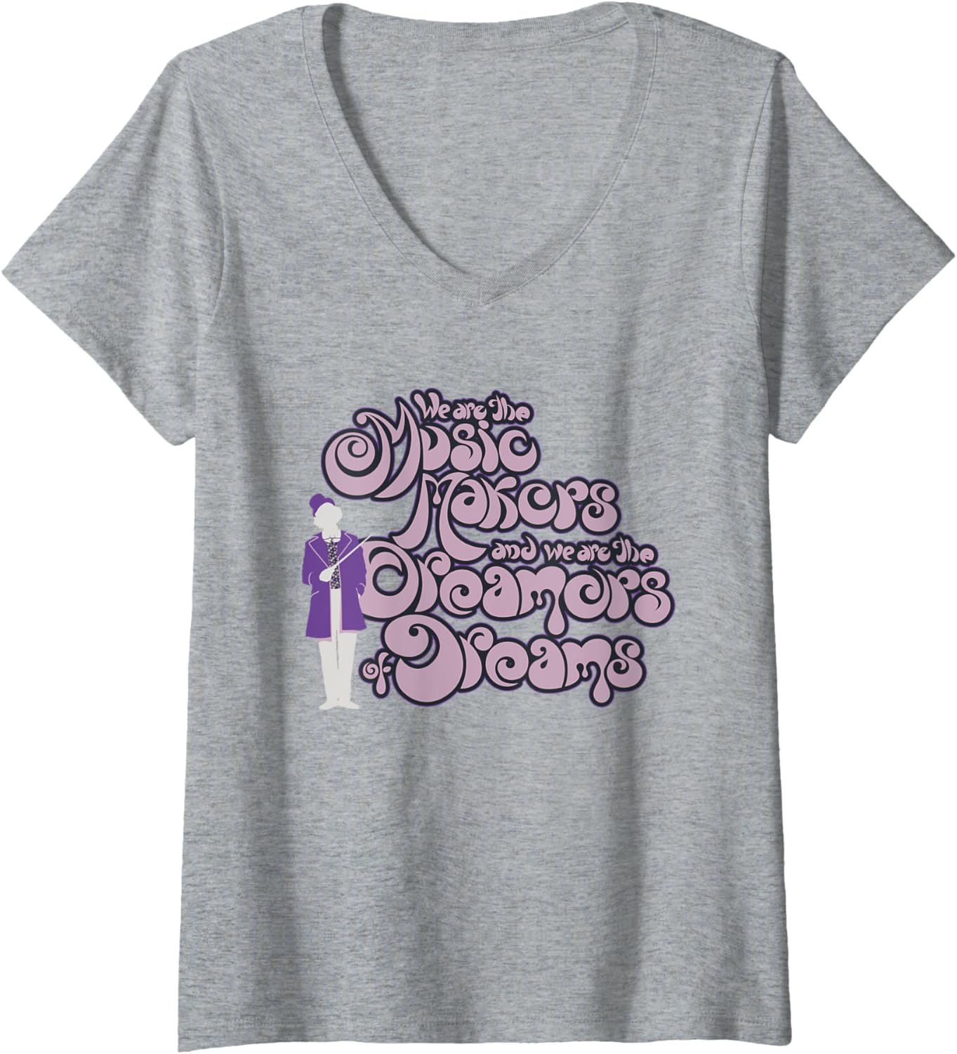 Womens Willy Wonka Chocolate Factory Music Makers V-Neck Apparel | High Search Volume | Comfort Daily Wear