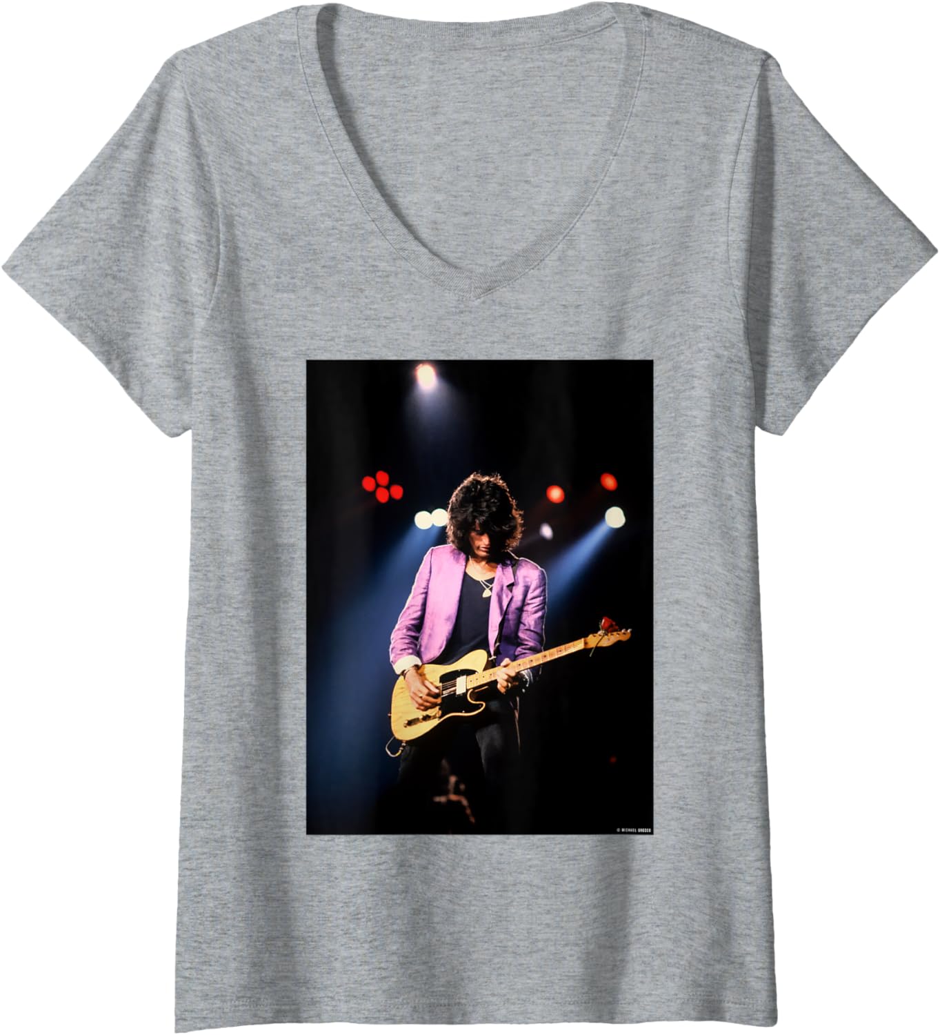 Womens Joe Perry Aerosmith Live in Boston by Michael Grecco V-Neck Apparel | Viral Streetwear Style