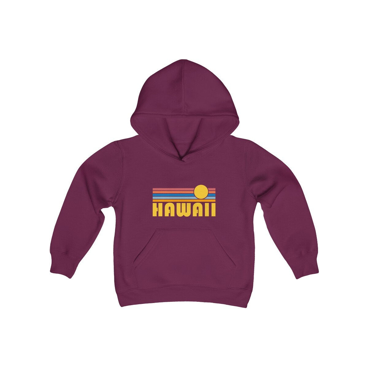 Hawaii Youth Hoodie Retro Sunrise Hawaii Youth Sweatshirt Personalization Available Hoodie – Warm & Stylish · High-Quality Print
