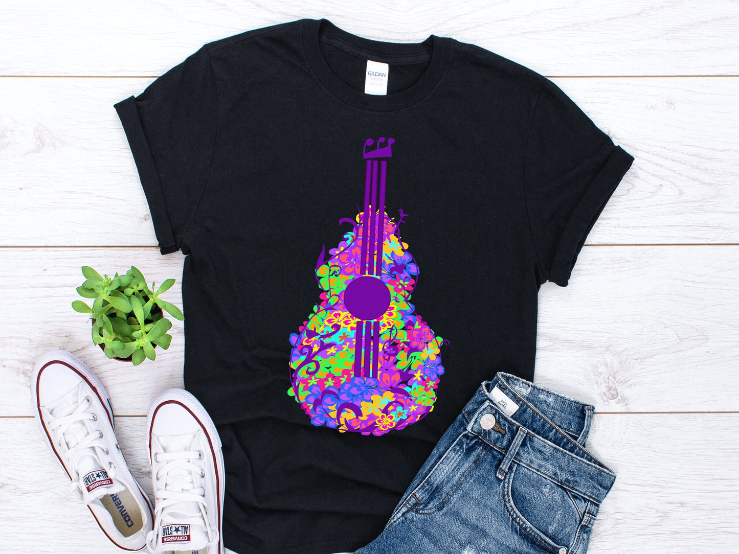 Ukulele Shirt Hawaiian Music Instrument Shirt Uke Shirt Hawaii Music Gift Flower Guitar Gift Hawaii Shirt Uke Gift Ukulele Gift Graphic Tee – Soft Feel · High-Quality Print