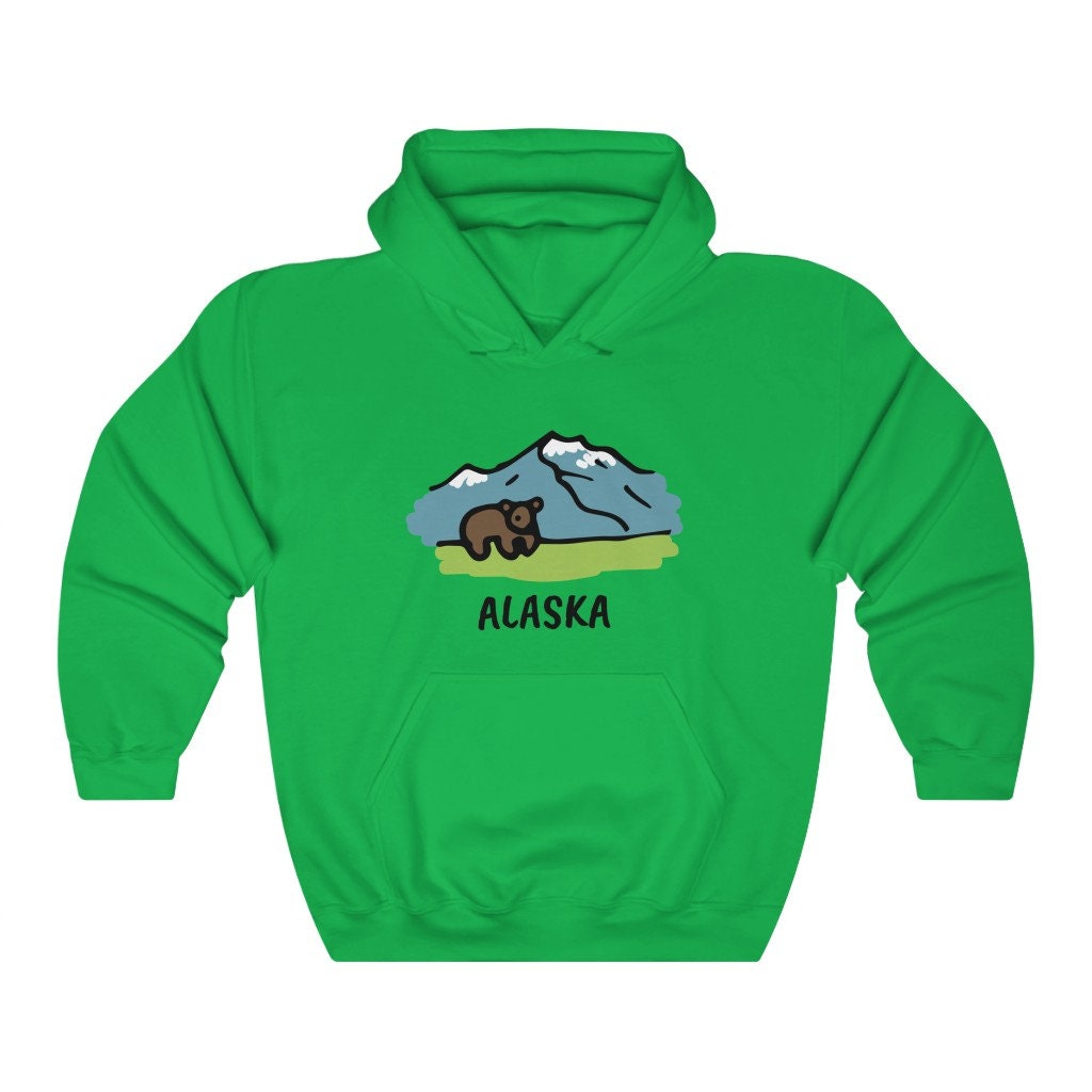 Alaska Hoodie Mountain Bear Unisex Alaska Sweatshirt Personalization Available Hoodie – Warm & Stylish · Trending Graphic Apparel