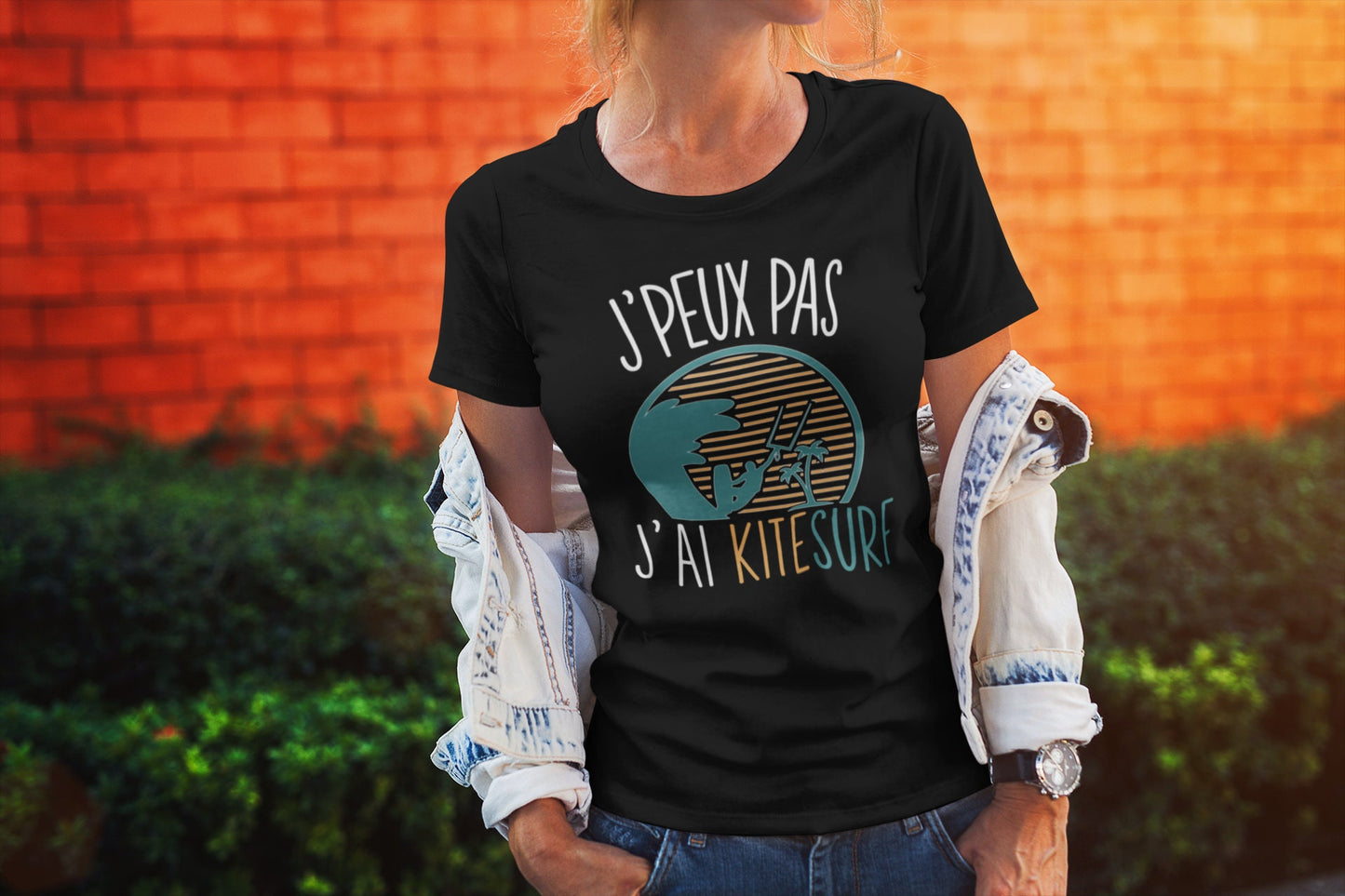 Kitesurf J39peux pas j39ai Kitesurf T shirt Femme Bio Humour Fun Drle Collection Pour Kitesurfeuse Graphic Tee – Premium Graphic · Great Gift For Fans