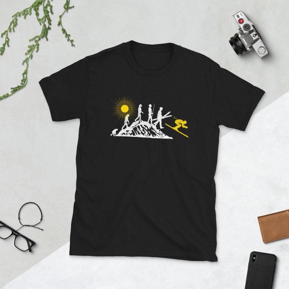 Evolution of Skiing I Skier T Shirt Graphic Tee – Aesthetic Look · High-Quality Print