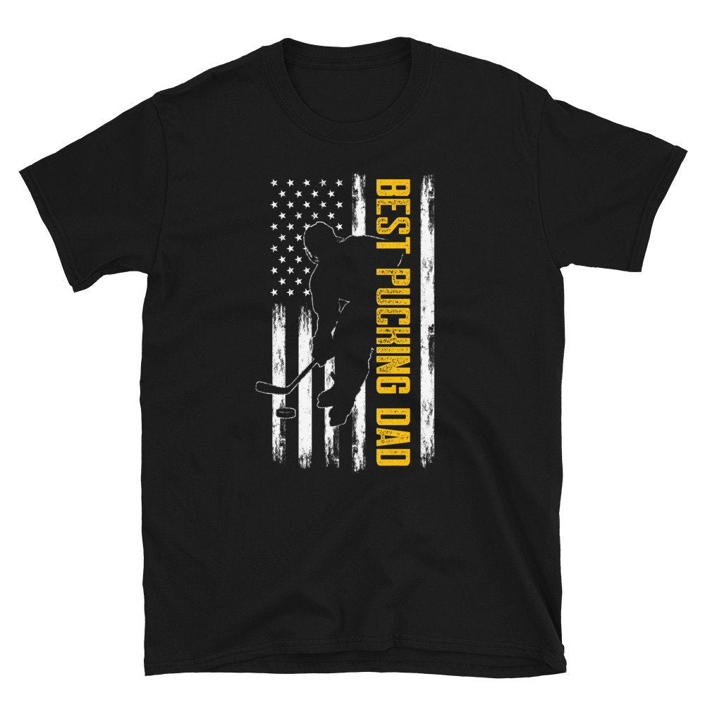 US Flag Best Pucking Hockey Dad T Shirt Graphic Tee – Premium Graphic · Perfect For Daily Wear