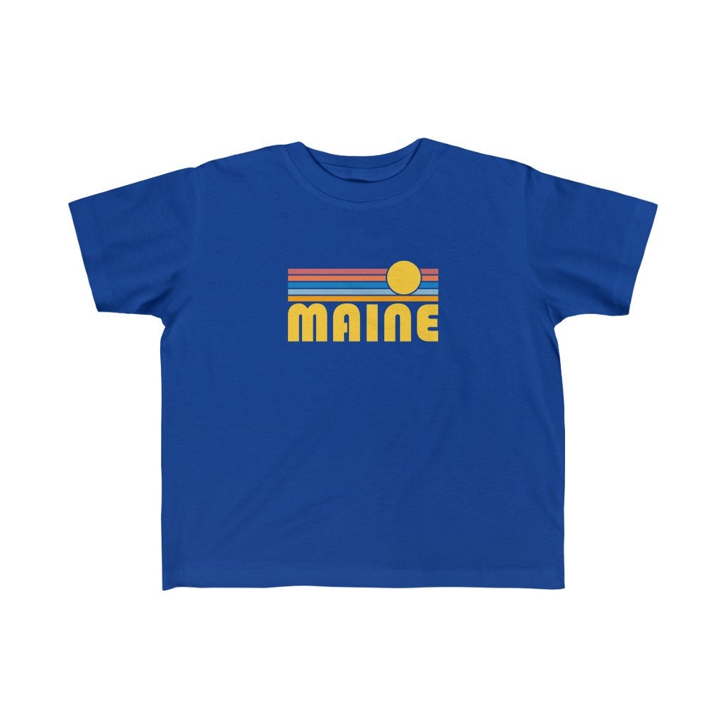 Maine Toddler Shirt Retro Sunrise Maine Kid39s TShirt Personalization Available Graphic Tee – Warm & Stylish · High-Quality Print