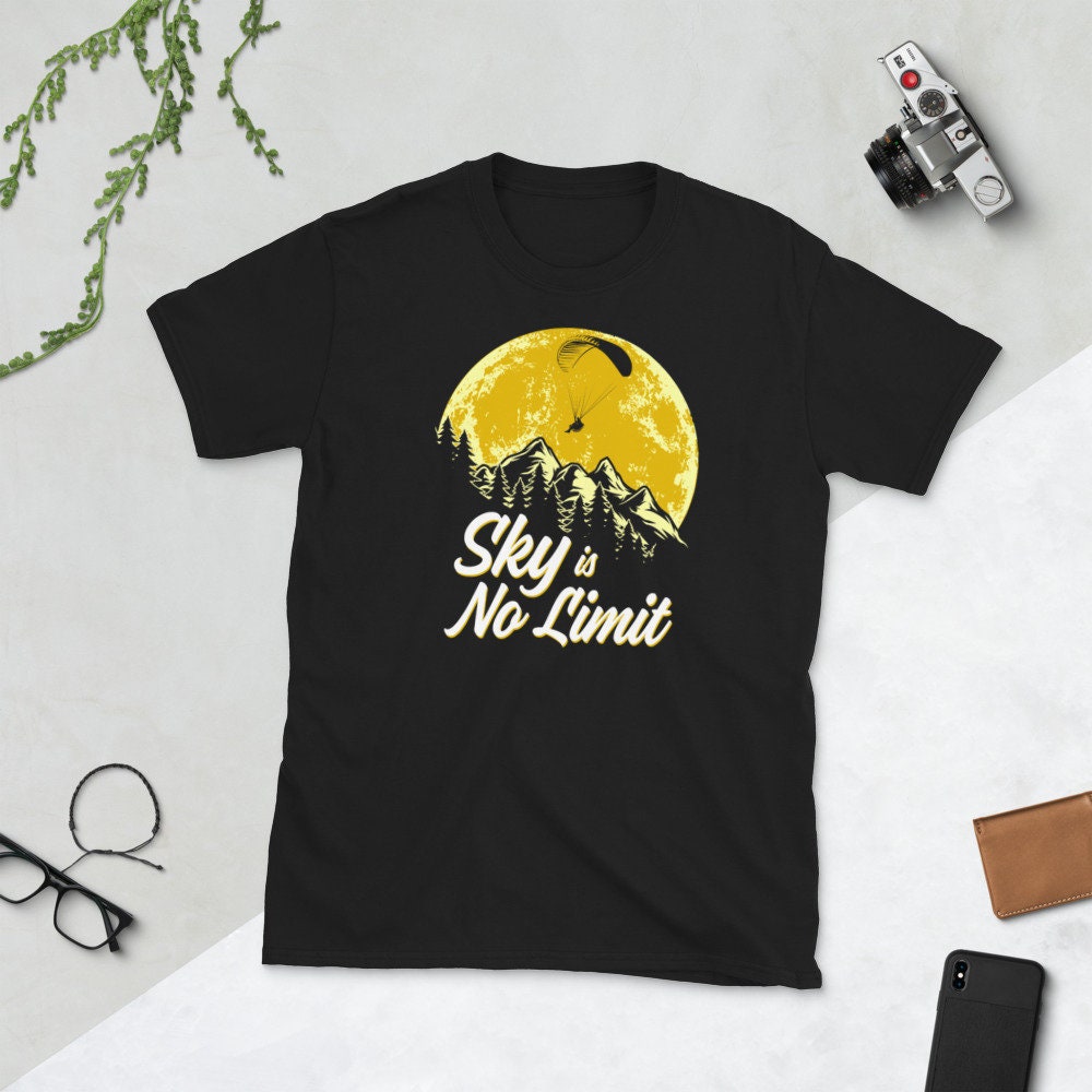 Full Moon Paraglider Pilot Sailing Over Nature and Mountain T Shirt Graphic Tee – Soft Feel · Great Gift For Fans